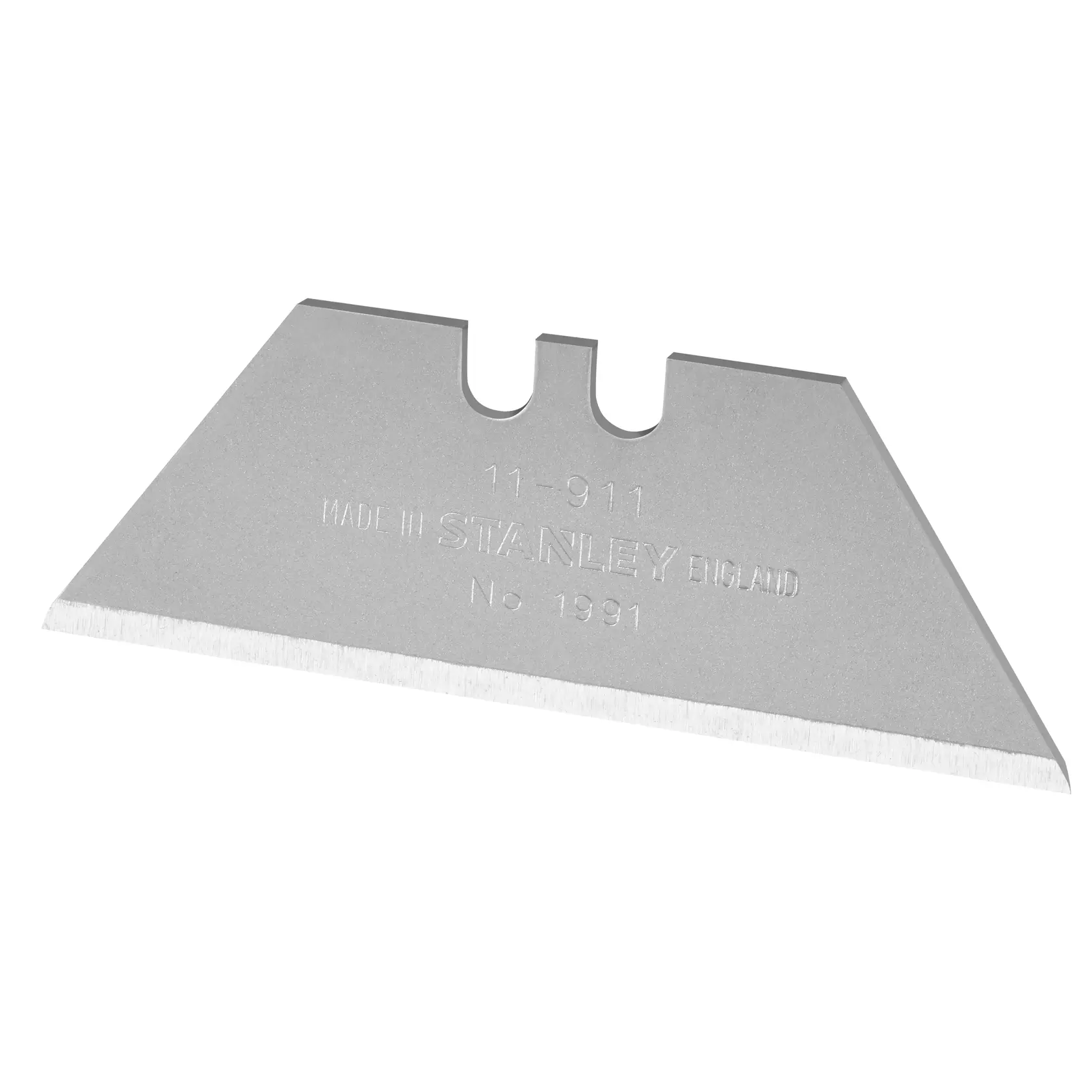 Foto der STANLEY 0-11-911 Universalmesser-Klinge, silberfarben, einzelne Klinge auf weißem Hintergrund.