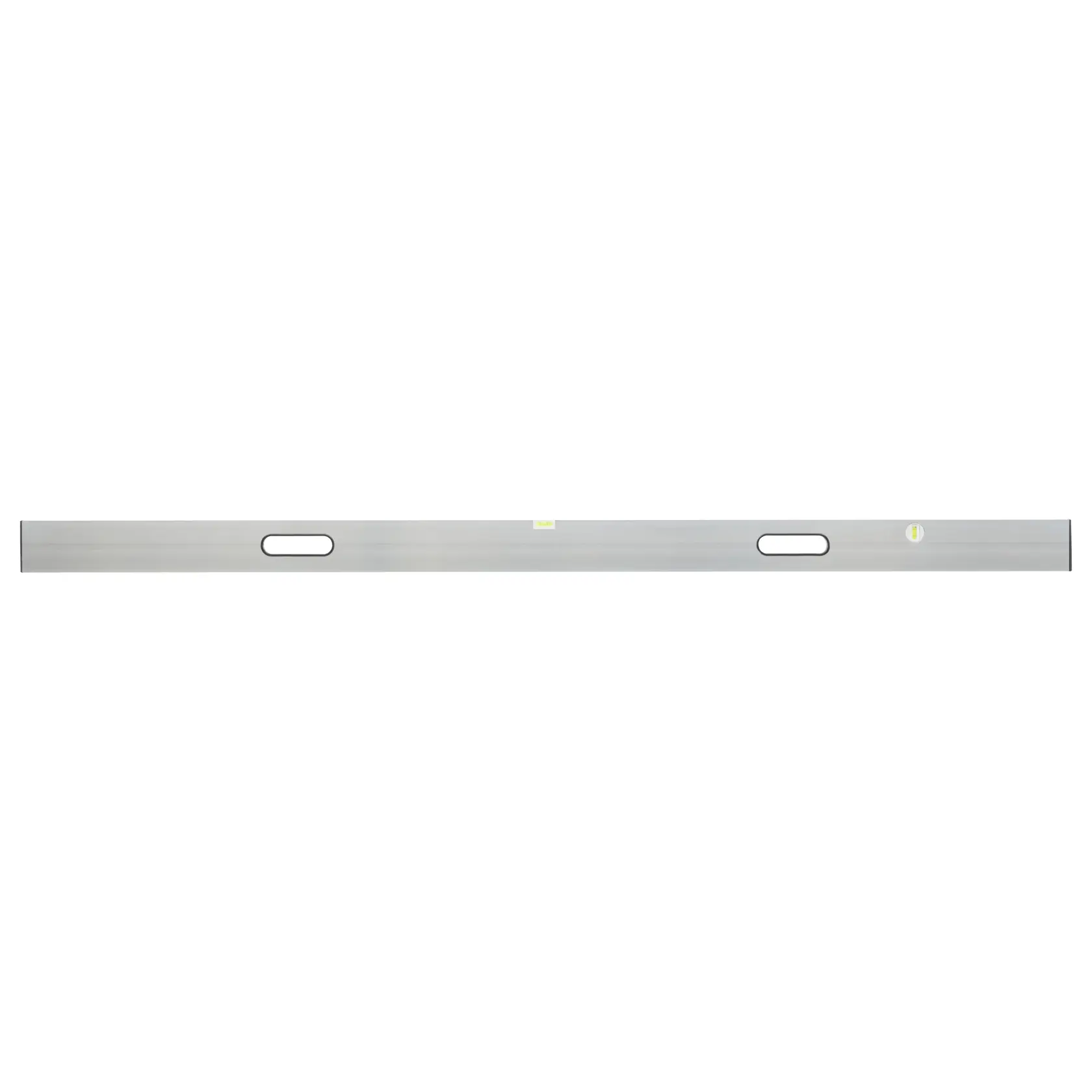 STANLEY 0-42-323 Wasserwaage, silbernes Aluminium, gerade rechteckige Form, Draufsicht mit zwei Griffen.