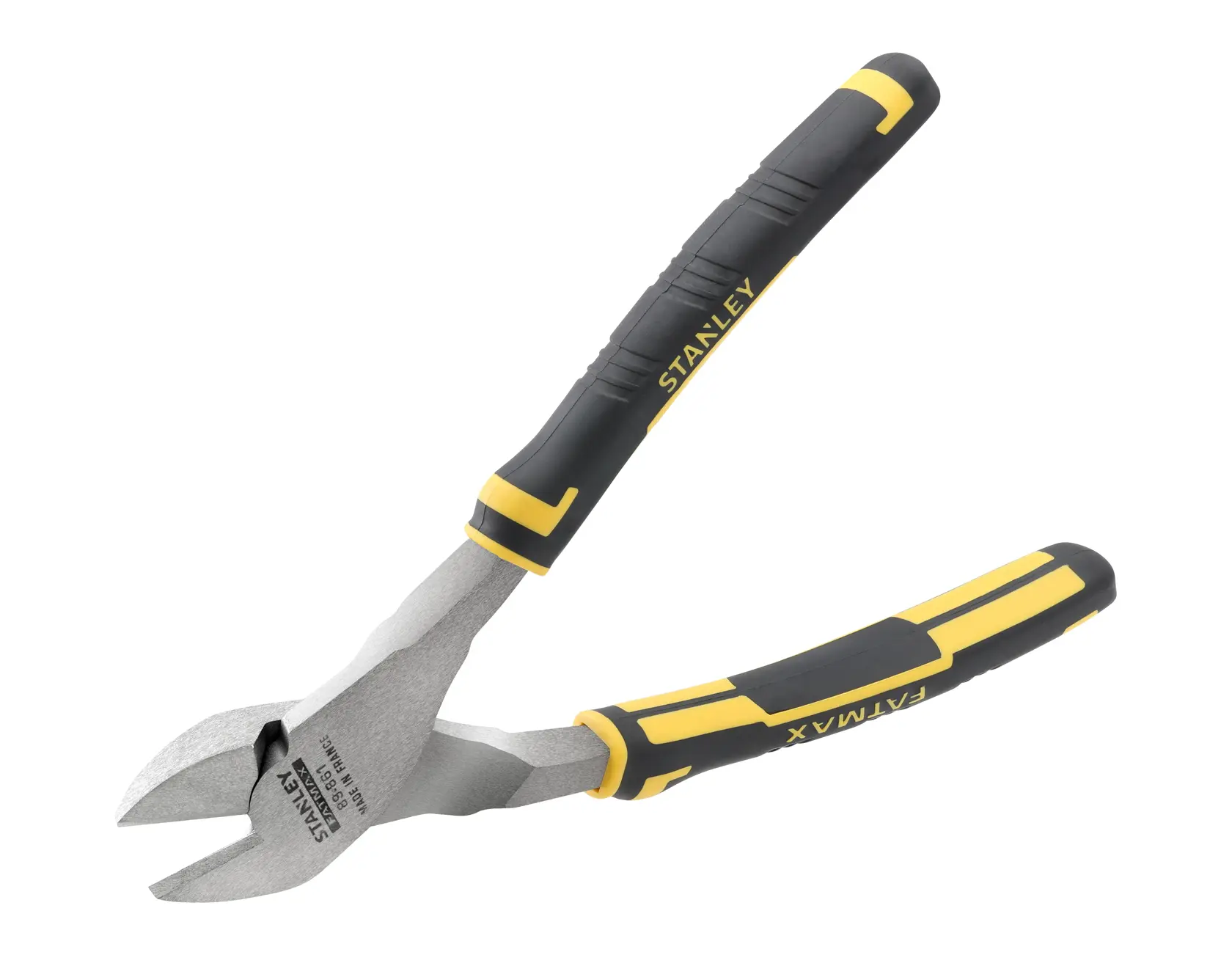 Stanley-Seitenschneider mit ergonomischen, schwarz-gelben Griffen auf weißem Hintergrund.