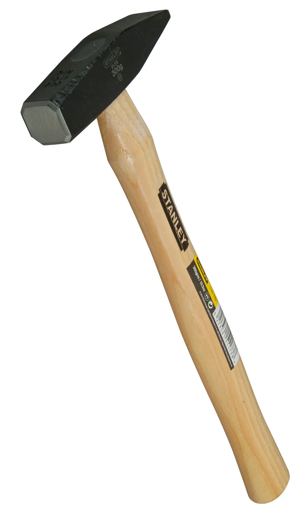 STANLEY 1-51-173 Hammer mit schwarzem Stahlkopf und Holzgriff, Vorderansicht auf weißem Hintergrund.