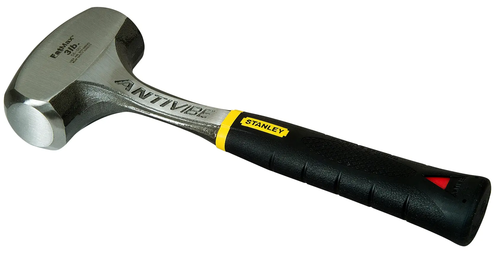 Stanley Antivibe Hammer mit schwarzem Griff und Stahlkopf, zur Vibrationsreduzierung beim Gebrauch.