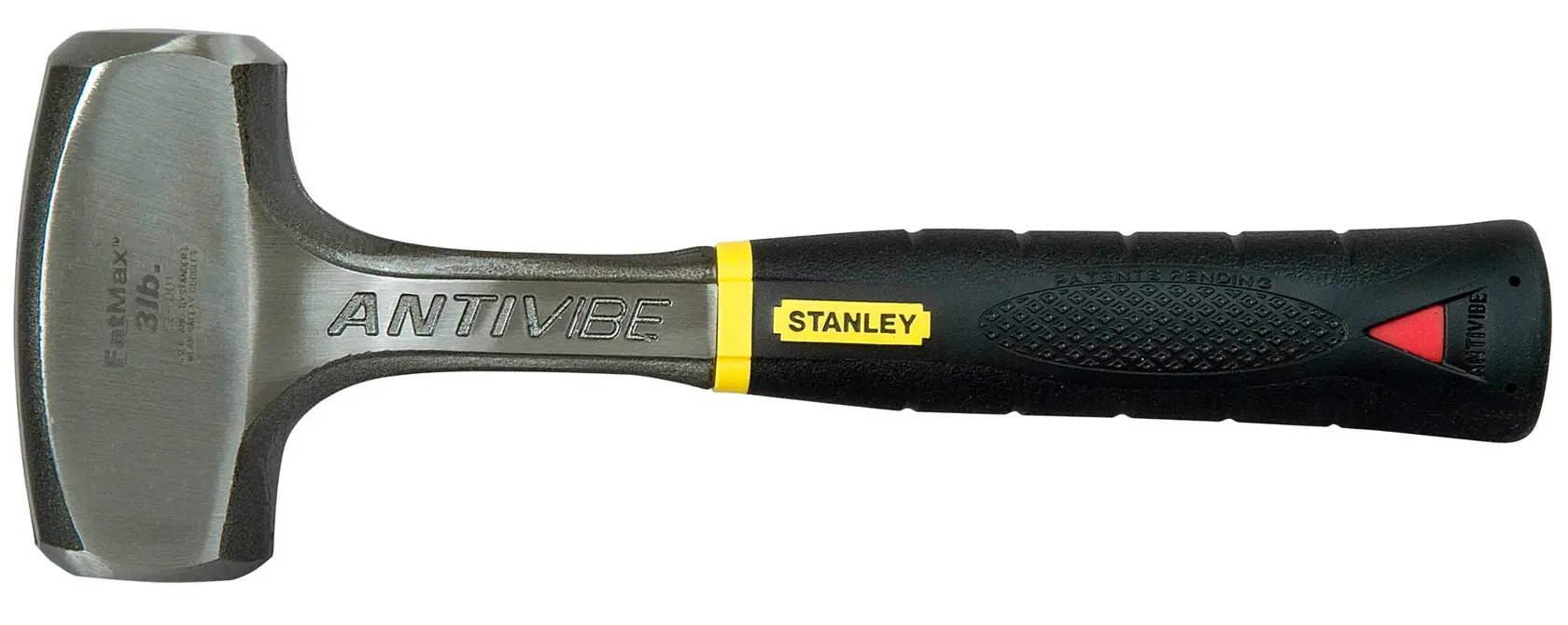 Stanley Antivibe Hammer mit schwarzem ergonomischem Griff und Stahlkopf zur Vibrationsreduzierung.