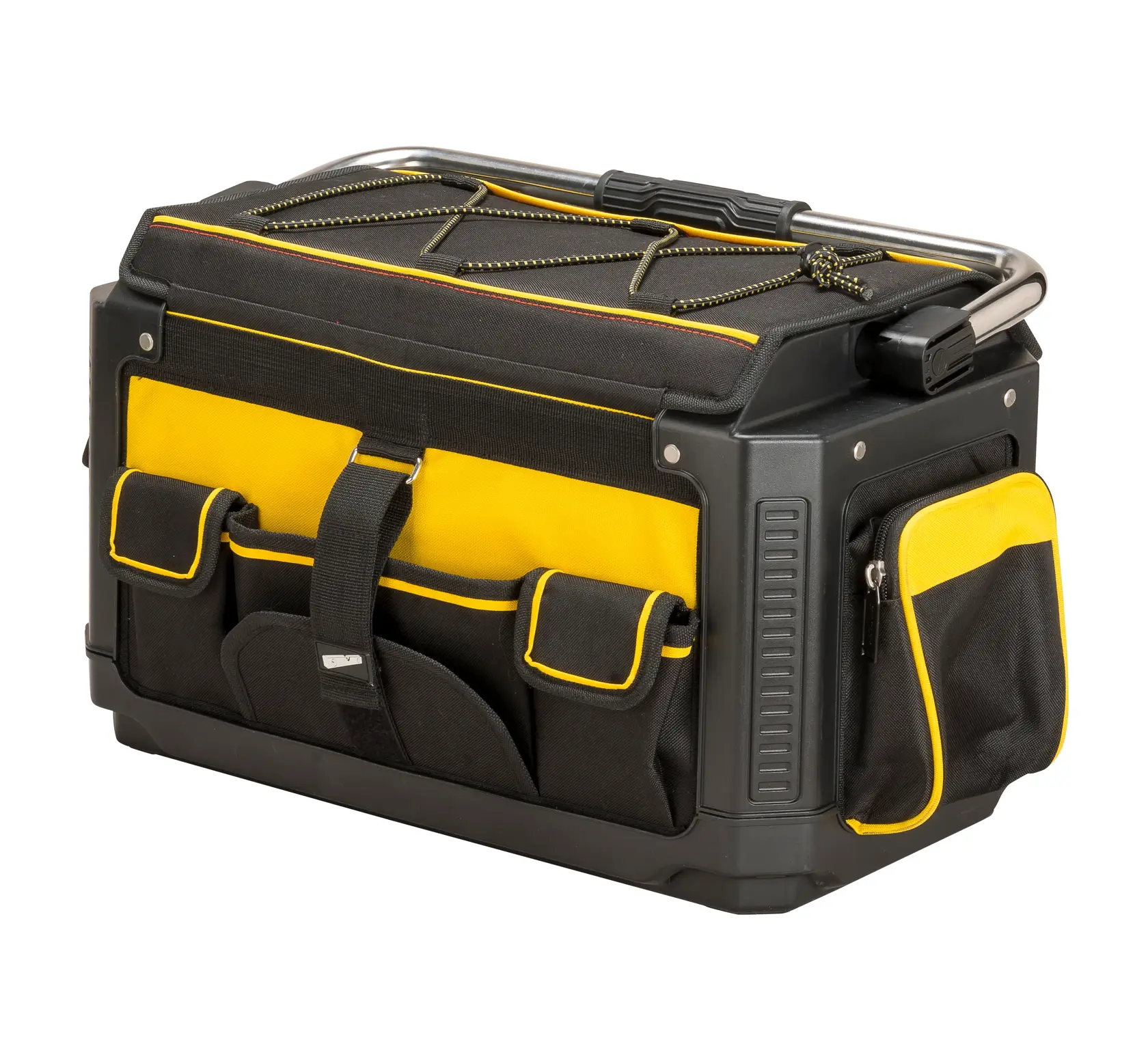 Stanley Werkzeugtasche in Schwarz und Gelb mit vielen Taschen und stabilem Griff.