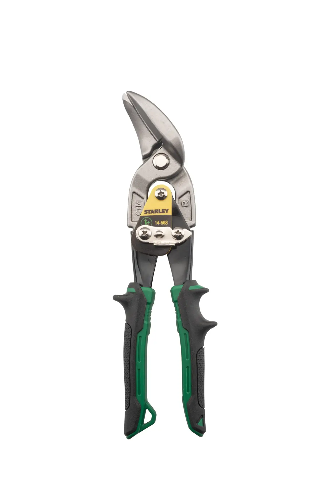 Stanley FatMax Blechschere mit schwarz-grünen Griffen zum Schneiden von Metallblech.