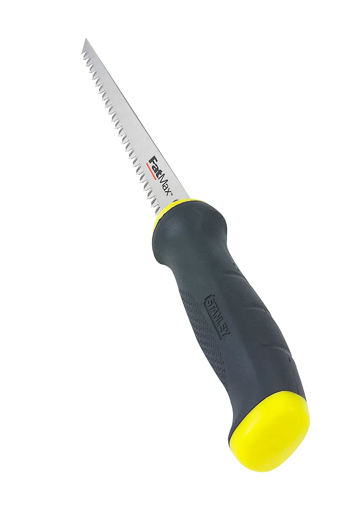 Foto der STANLEY 2-20-556 Stichsäge mit ergonomischem schwarz-gelbem Griff, schräg auf weißem Hintergrund.