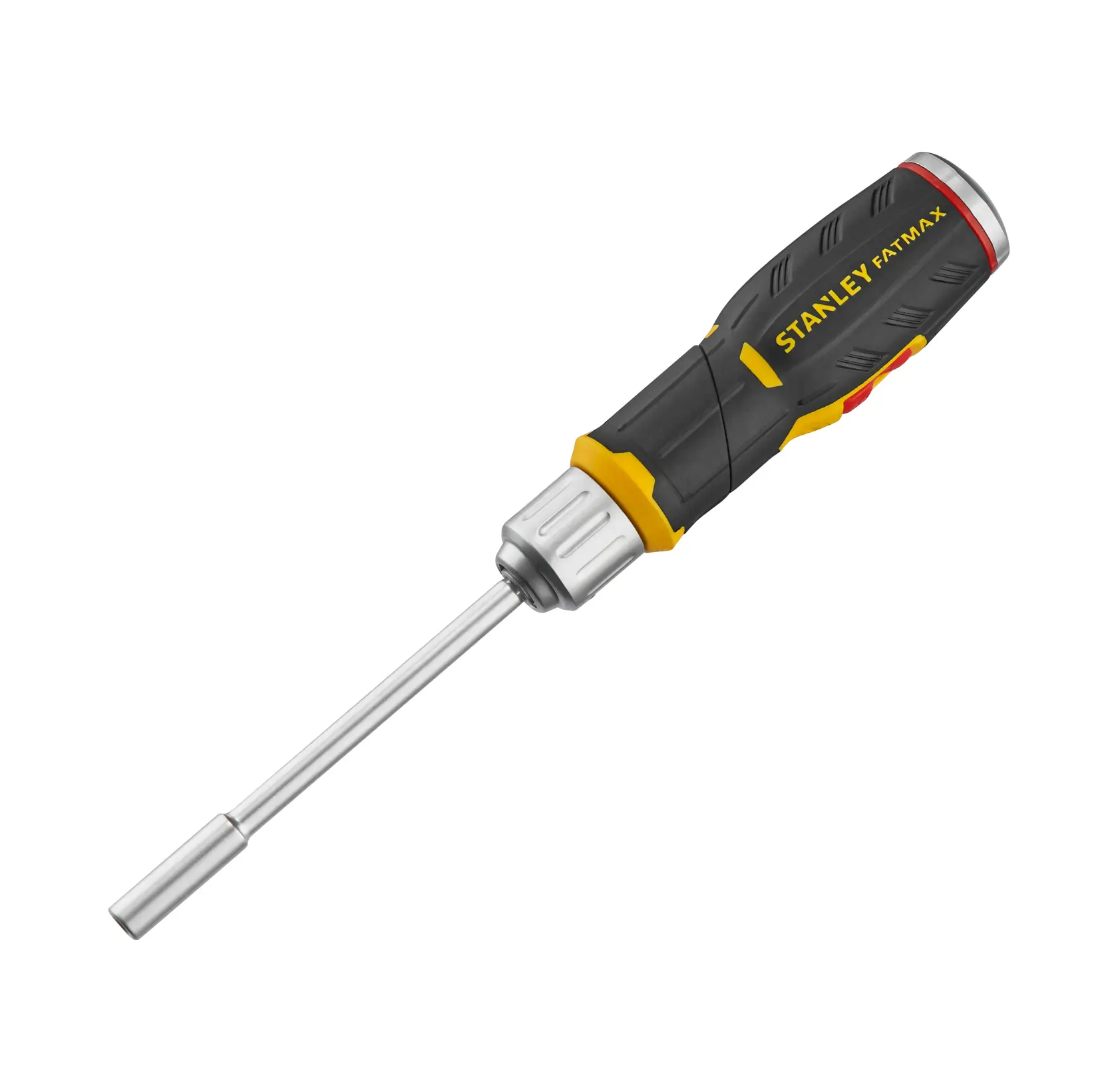 STANLEY FATMAX Schraubendreher mit ergonomischem Griff in Schwarz-Gelb und Metallschaft auf weißem Hintergrund.