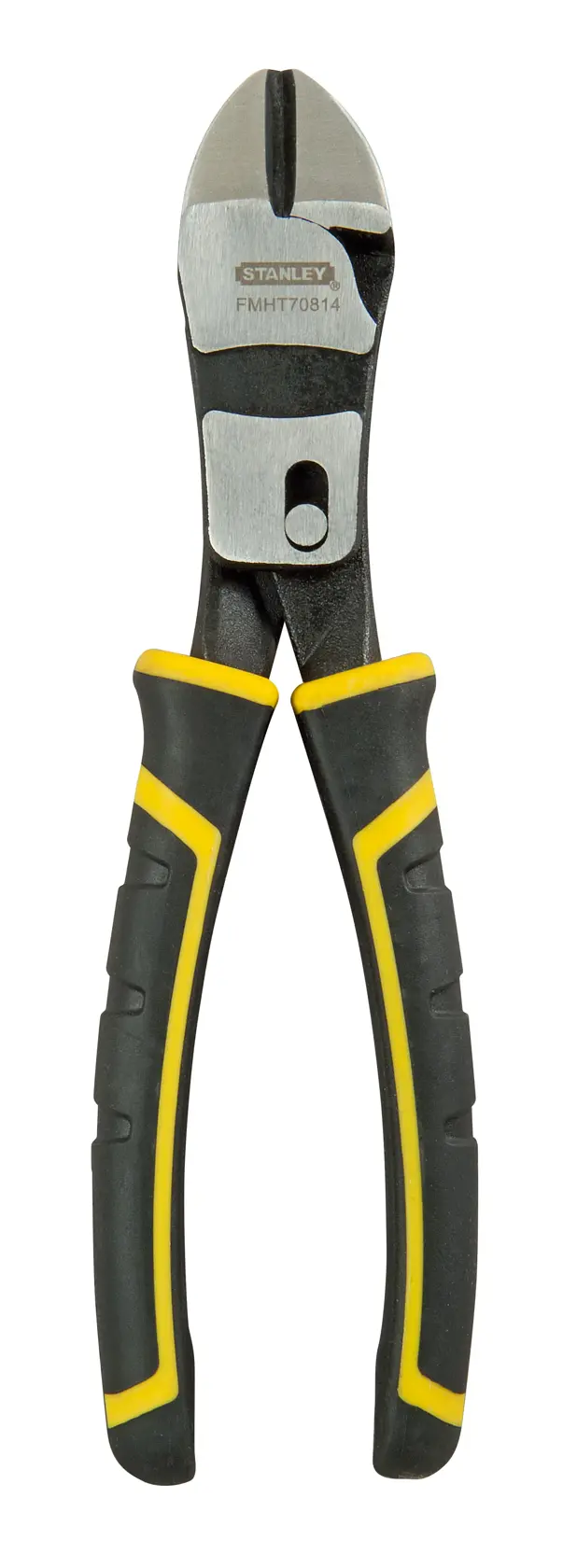 Stanley FMHT0-70814 Seitenschneider mit schwarzen und gelben Griffen vor weißem Hintergrund.