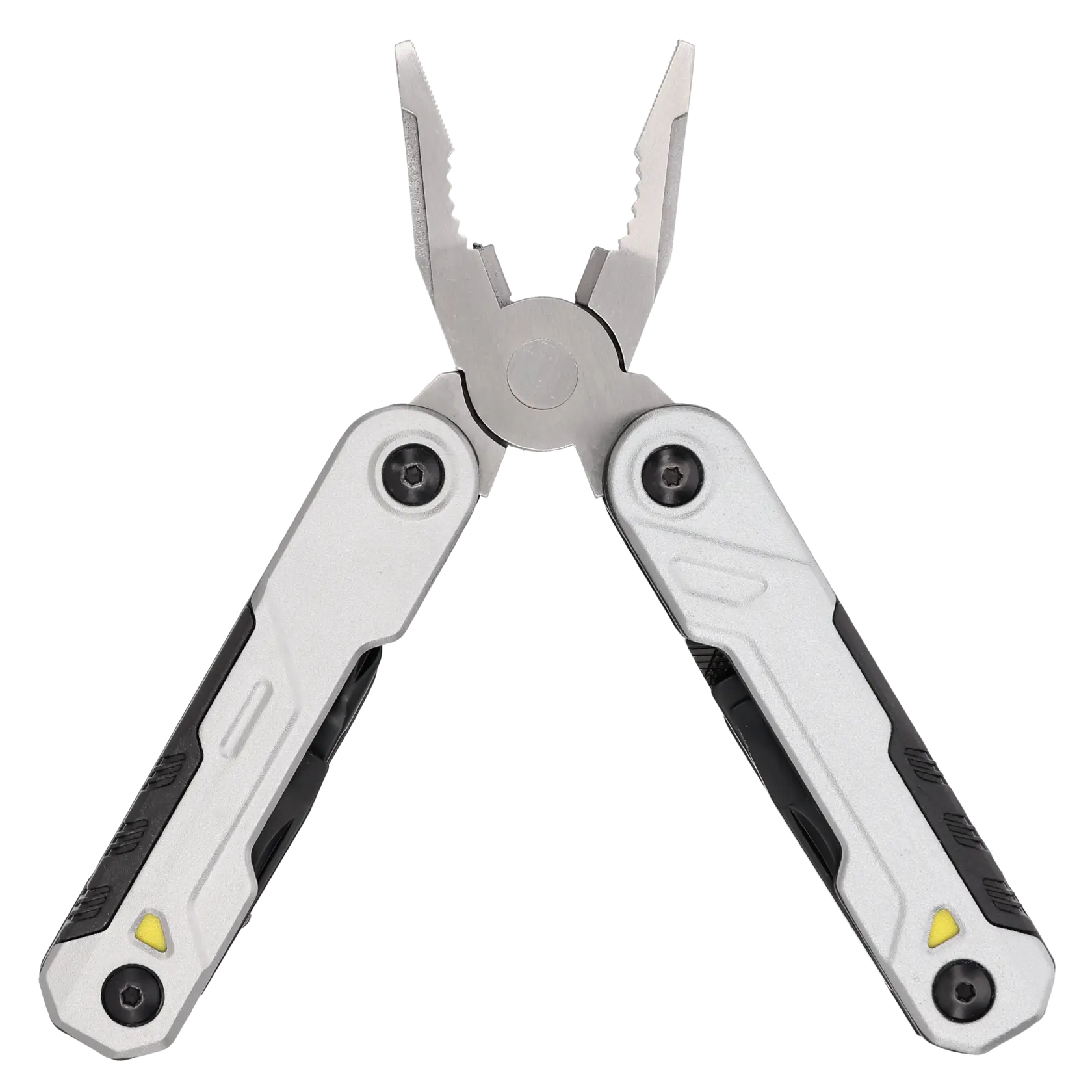 STANLEY FMHT0-72414 silbernes Multitool-Zange, Vorderansicht auf weißem Hintergrund.