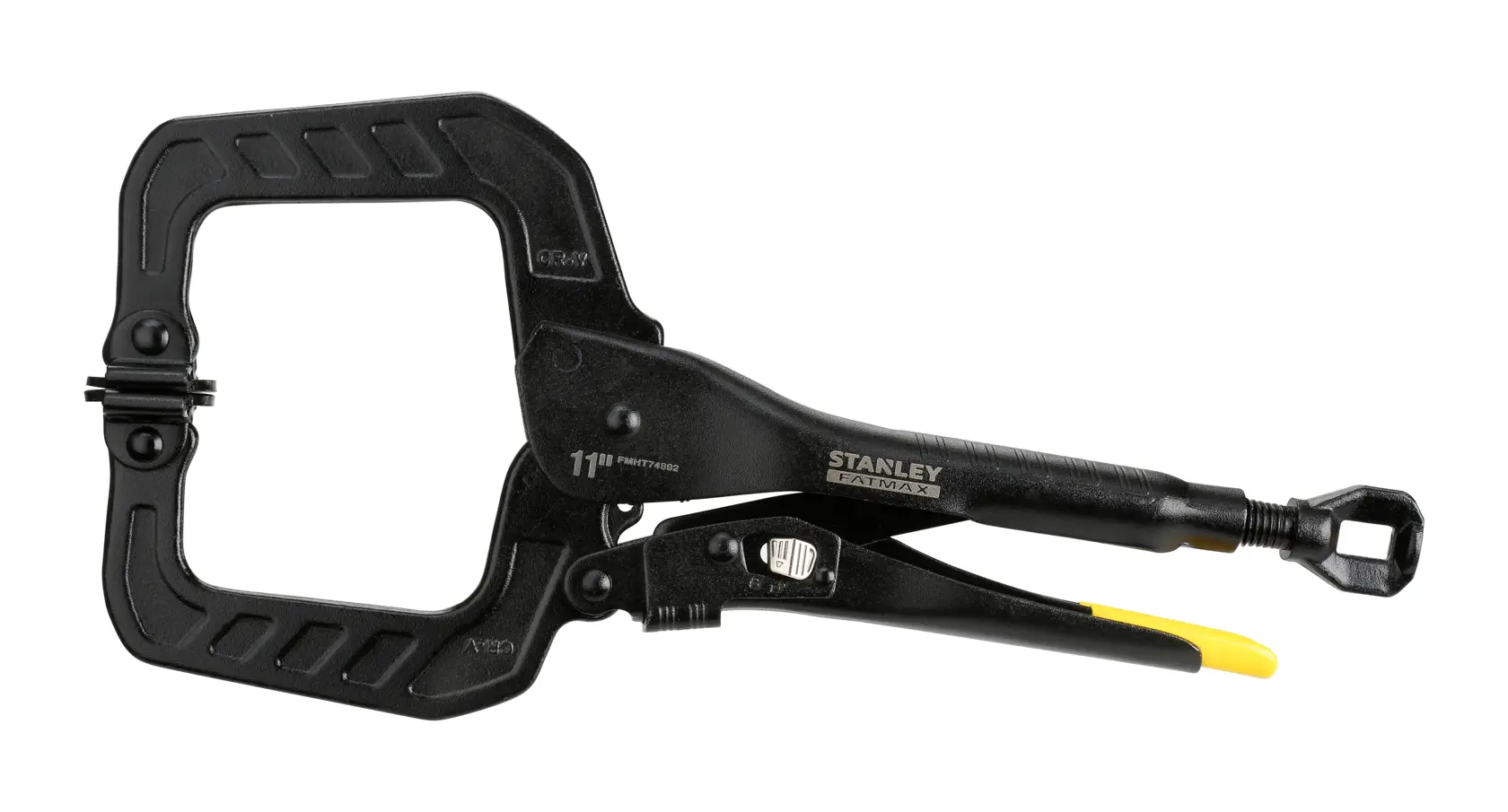 STANLEY FMHT0-74892 schwarze C-Klemme mit ergonomischem Griff für sicheren Halt und präzises Einstellen.
