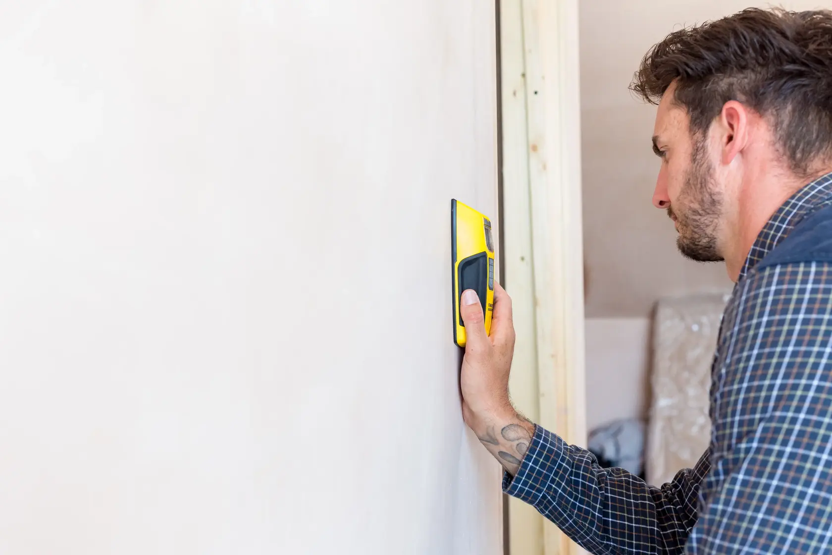 STANLEY FMHT0-77407 Handschleifwerkzeug, gelb schwarz, Wand schleifen zu Hause, Seitenansicht.