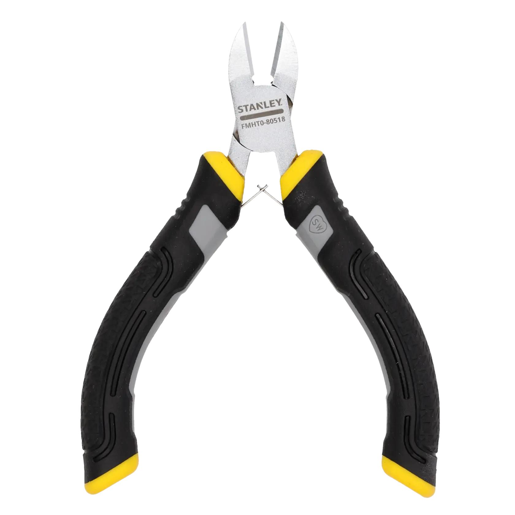 Stanley FMHT0-80518 Seitenschneider mit schwarzen und gelben Griffen zum Schneiden von Draht.