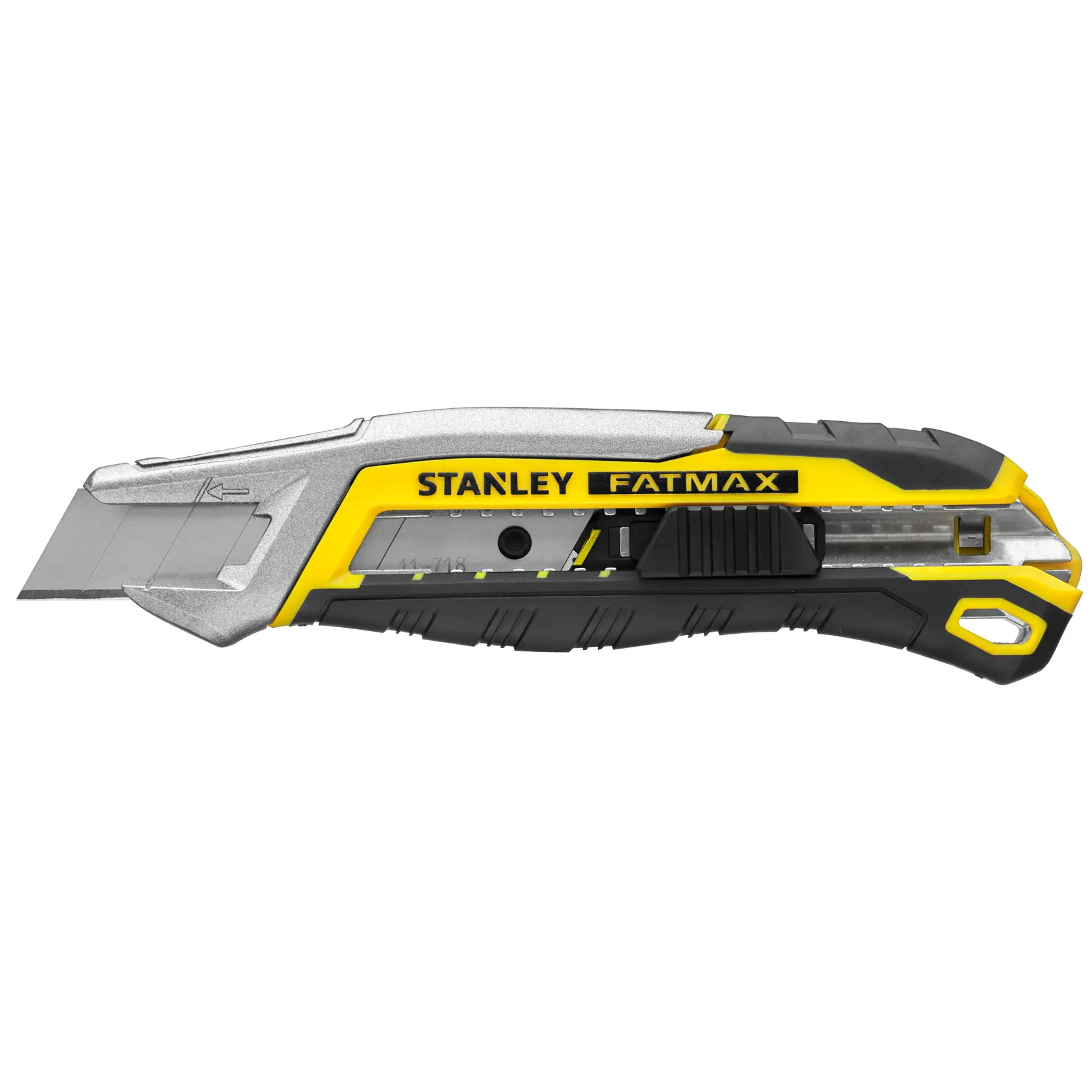 STANLEY FMHT10594-0 Universalmesser, gelb und schwarz, Seitenansicht auf weißem Hintergrund.