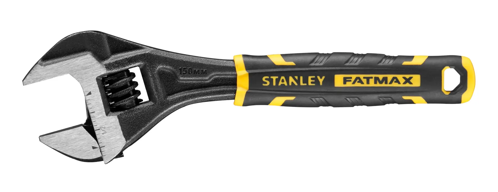 Stanley Fatmax verstellbarer Schraubenschlüssel mit schwarz-gelbem Griff zum Anziehen oder Lösen von Schrauben.