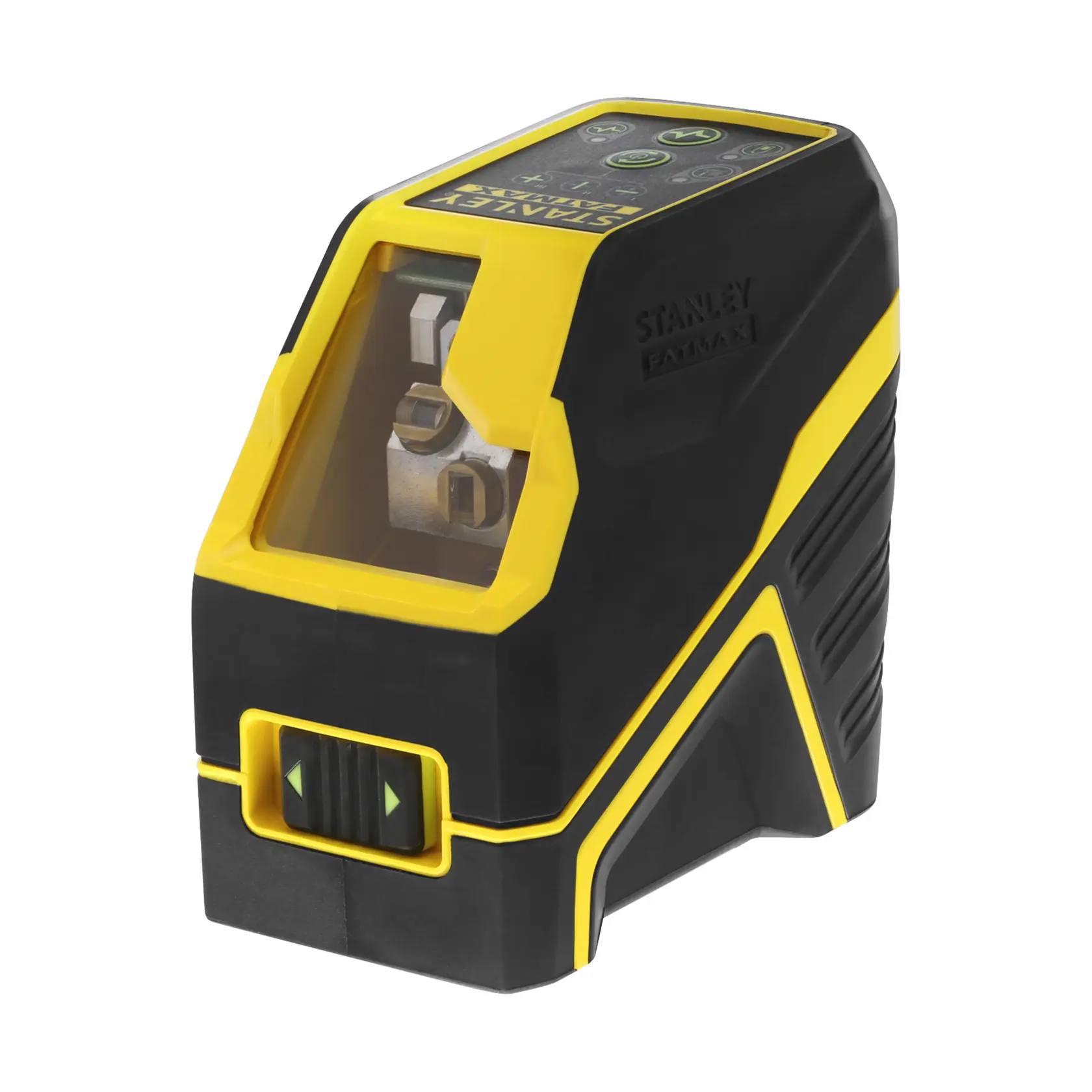 Stanley Selbstnivellierender Laser in Schwarz und Gelb, für präzises Ausrichten bei Bau oder Fotografie.