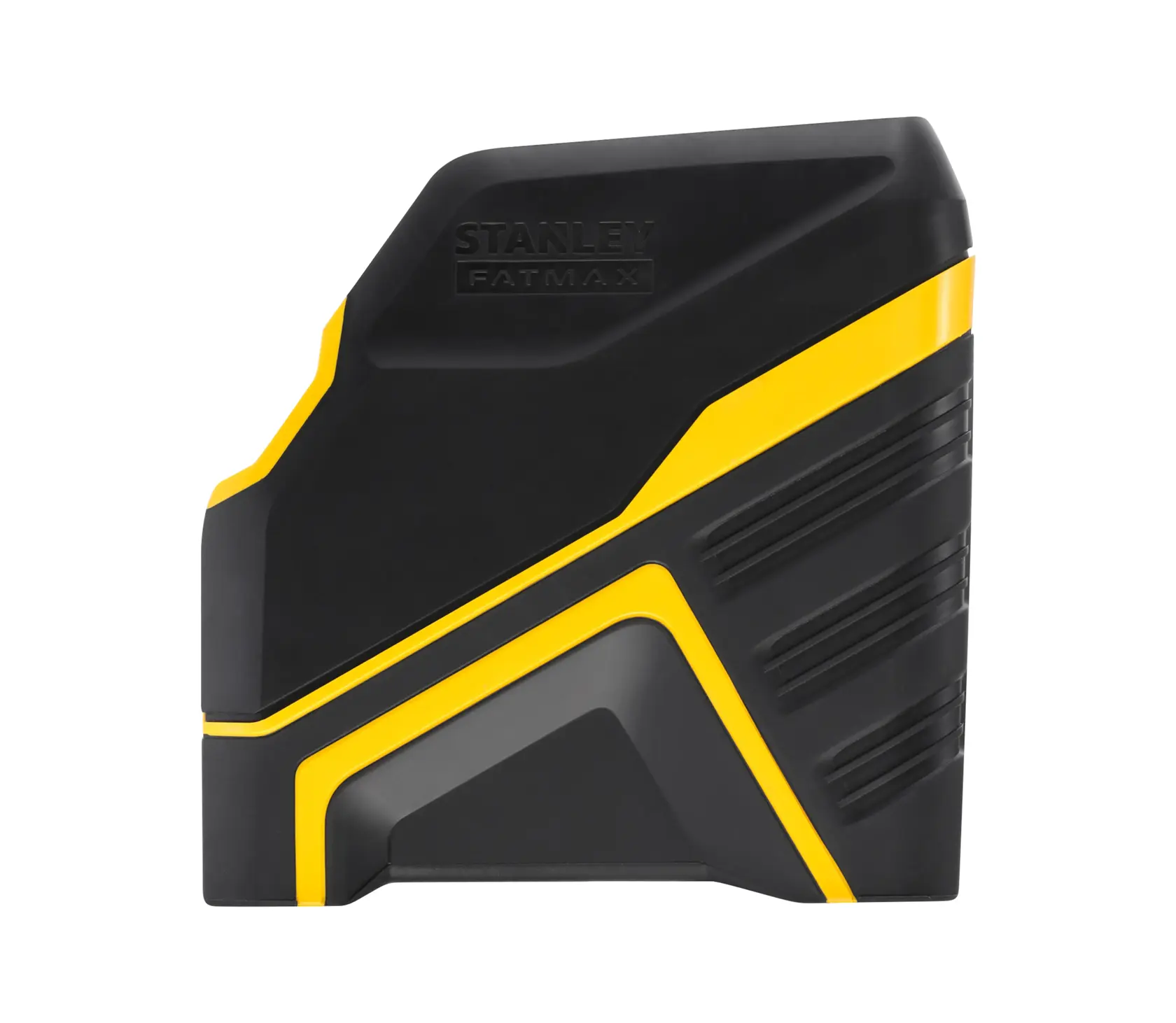 Stanley FatMax Laser, schwarz-gelb, kompakte Form, vor weißem Hintergrund.