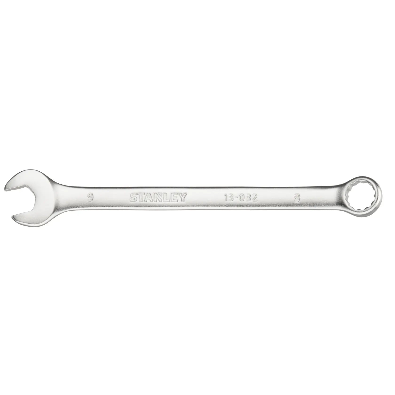 STANLEY FMMT13032-0 Kombinationsschlüssel silber, flach auf weißem Hintergrund.