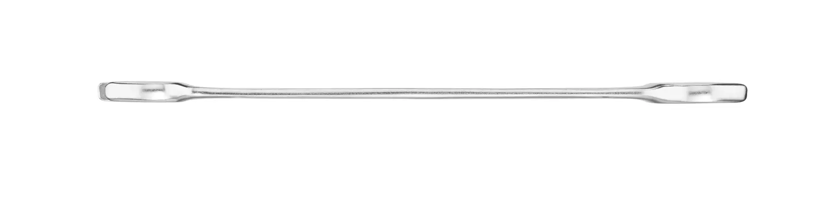 Langes, flaches Metallhebelwerkzeug mit zwei Enden auf weißem Hintergrund.