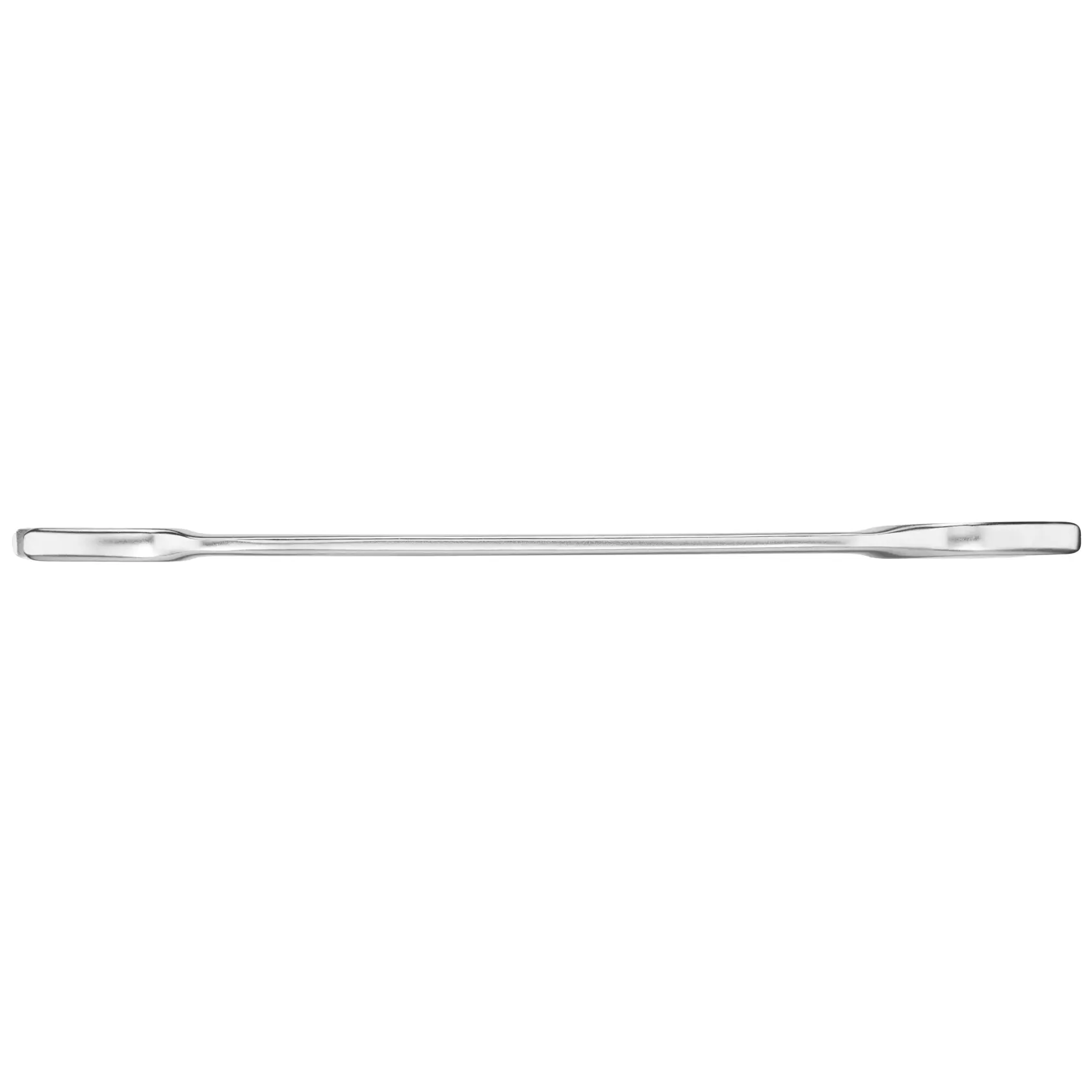 STANLEY FMMT13073-0 flacher verchromter Brecheisen, Frontansicht, silberne Metalloberfläche.