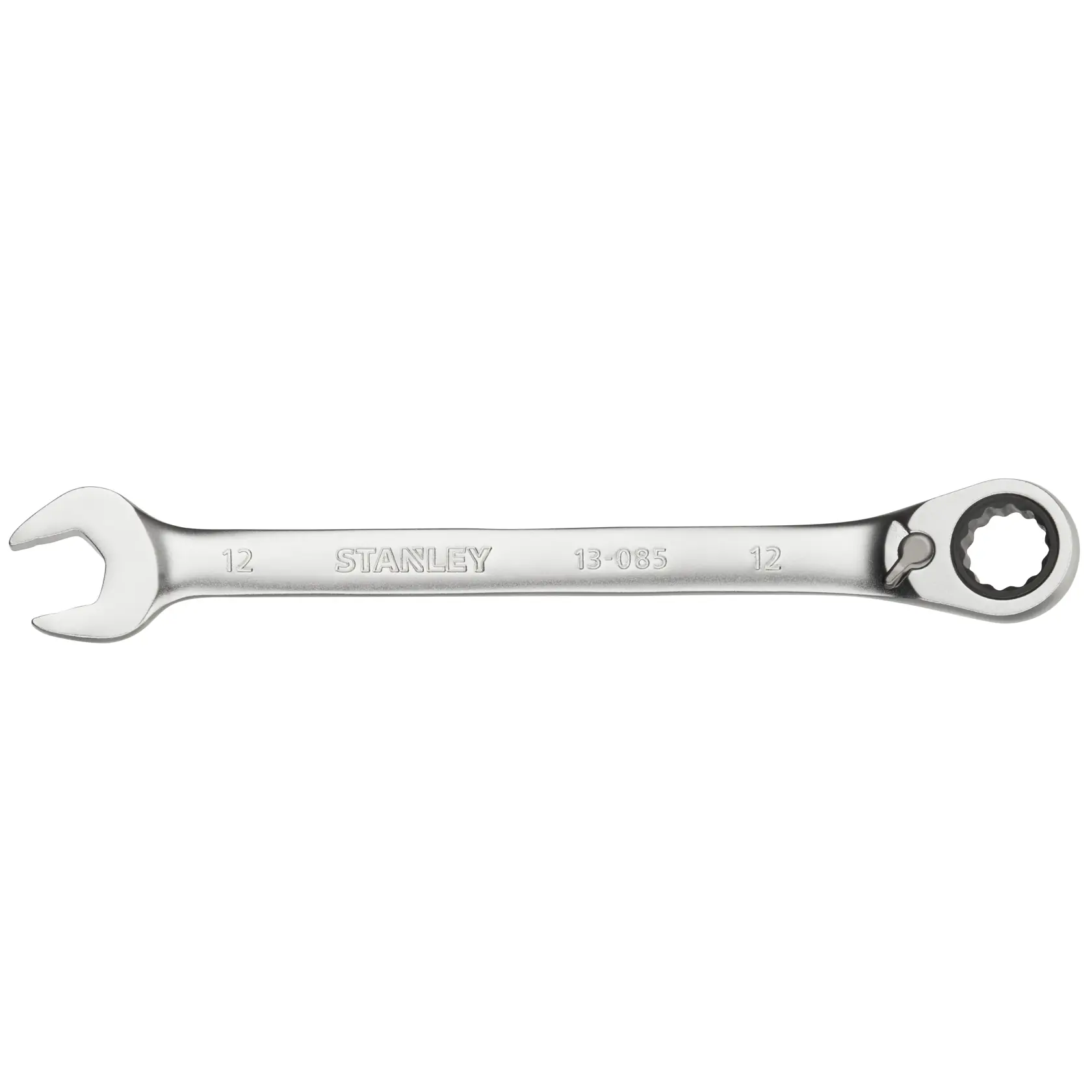 STANLEY FMMT13085-0 Ratschen-Kombinationsschlüssel, silber, Draufsicht, Handwerkzeug Fotografie.