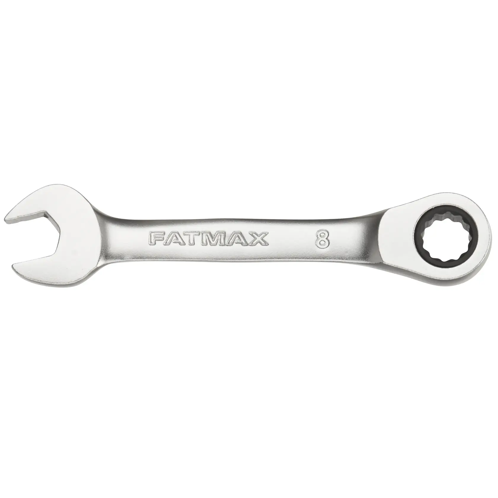 STANLEY FMMT13097-0 Ratschen-Ringschlüssel, silber, Vorderansicht, FATMAX-Schriftzug sichtbar.