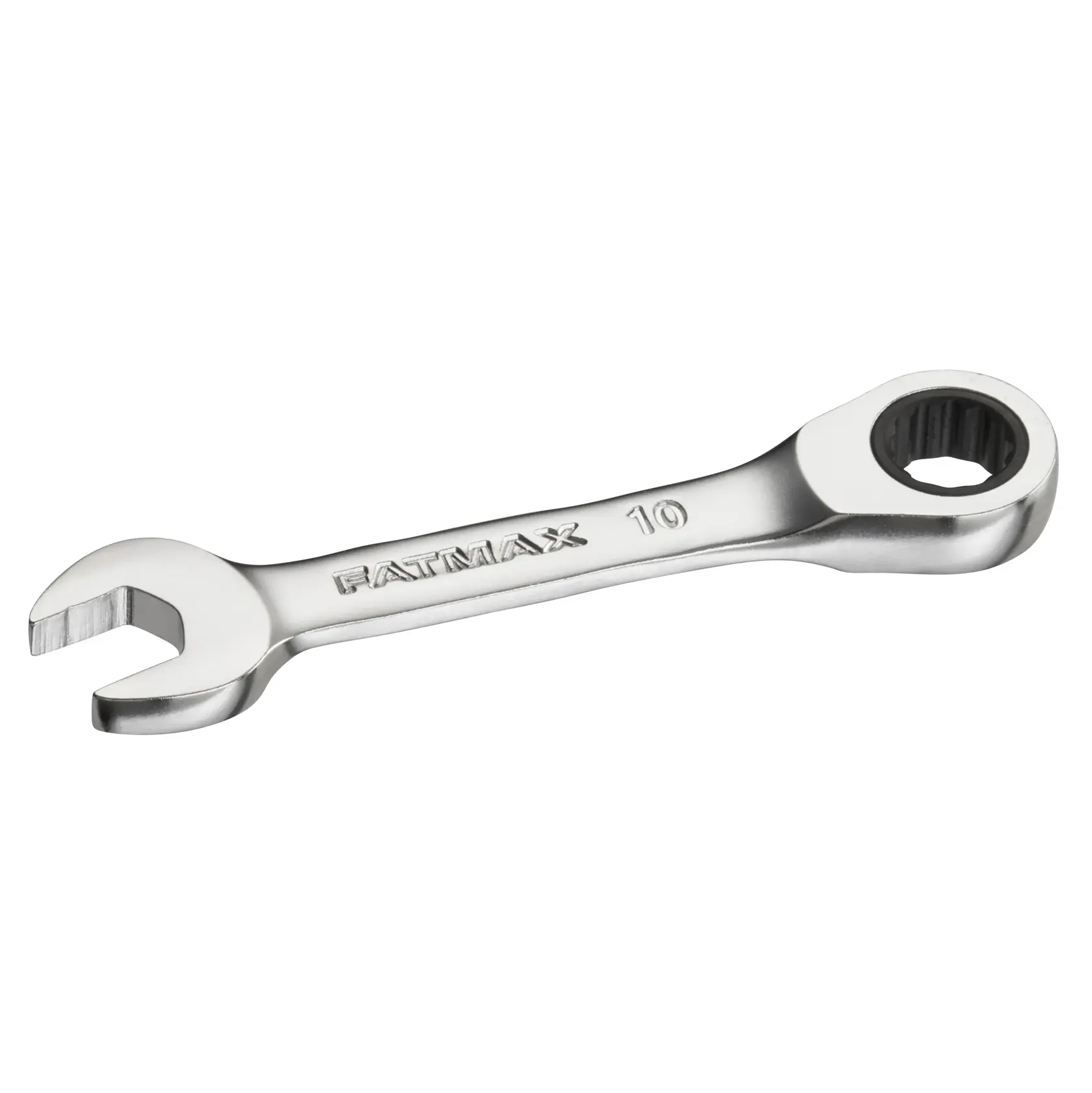 STANLEY FMMT13098-0 Ratschen-Kombischlüssel, silbernes Finish, obere Ansicht, Handwerkzeug.