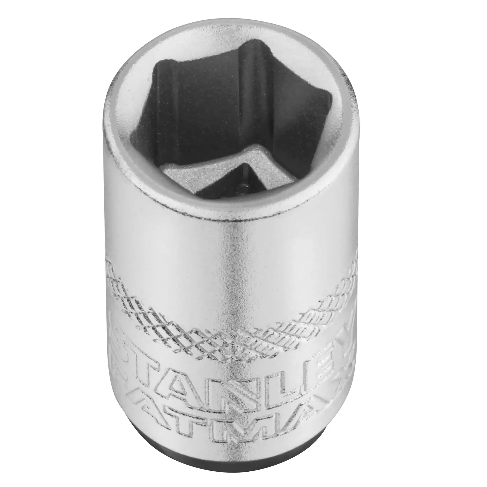STANLEY FMMT17195-0 Chrom-Steckschlüssel, sechseckiges Design, Nahaufnahme auf weißem Hintergrund.