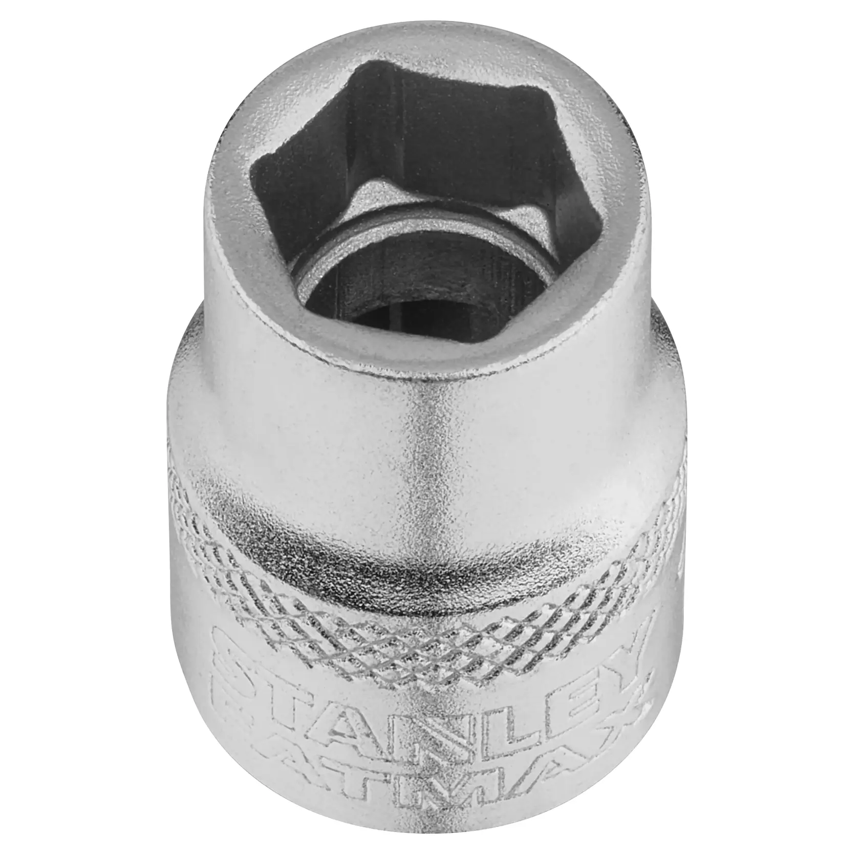 STANLEY FMMT17210-0 Chrom-Sechskant-Steckschlüssel, Werkzeugzubehör, Draufsicht, weißer Hintergrund.