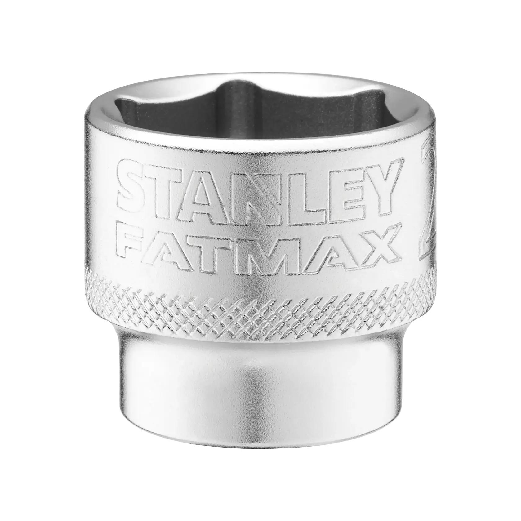 STANLEY FMMT17224-0 Stecknuss, Chrom-Finish, FATMAX Branding, Nahaufnahme auf weißem Hintergrund.
