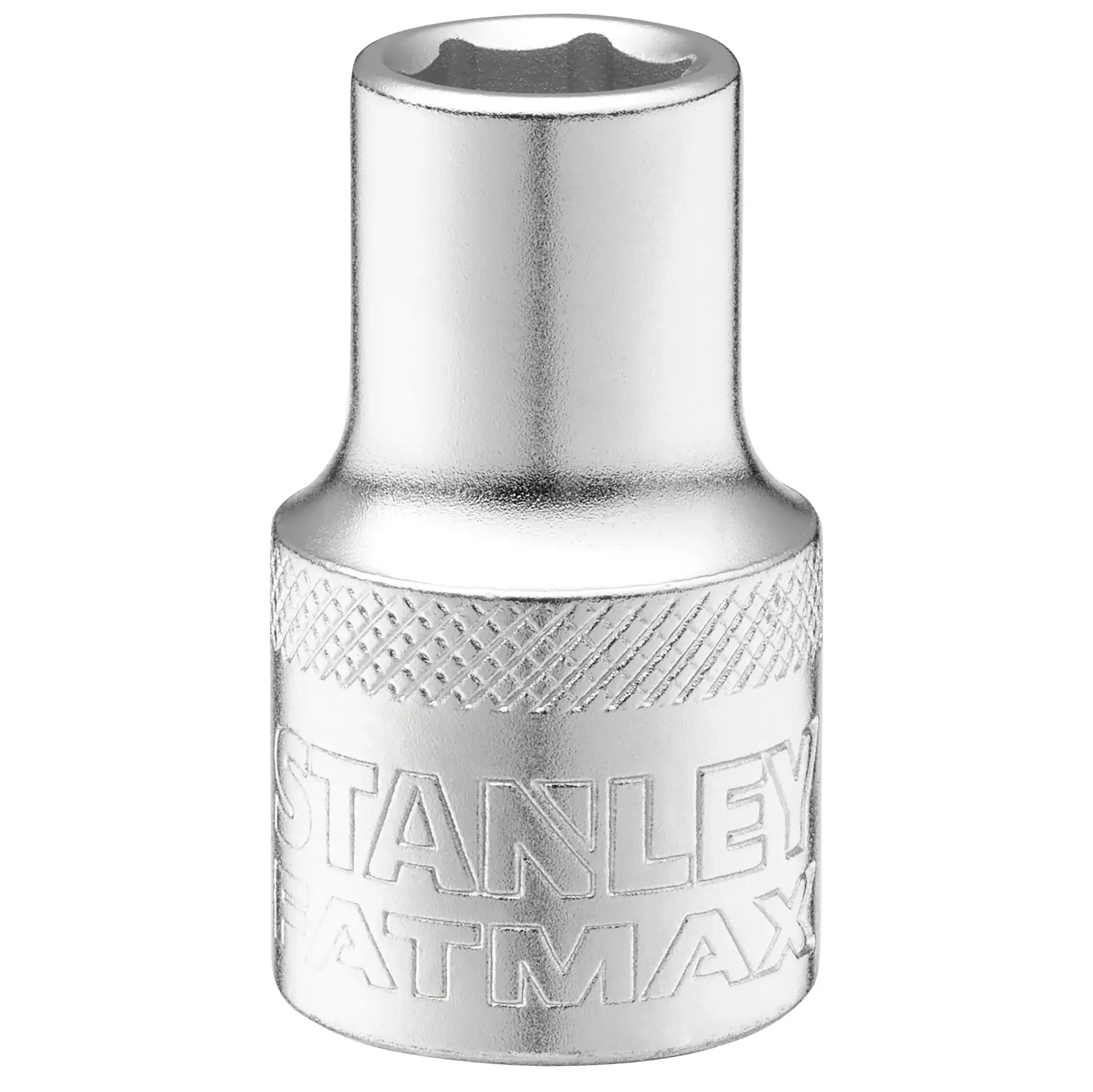 STANLEY FMMT17229-0 Steckschlüssel, silbernes Metall, FATMAX Logo, Werkzeugfotografie, Vorderansicht, weißer Hintergrund.