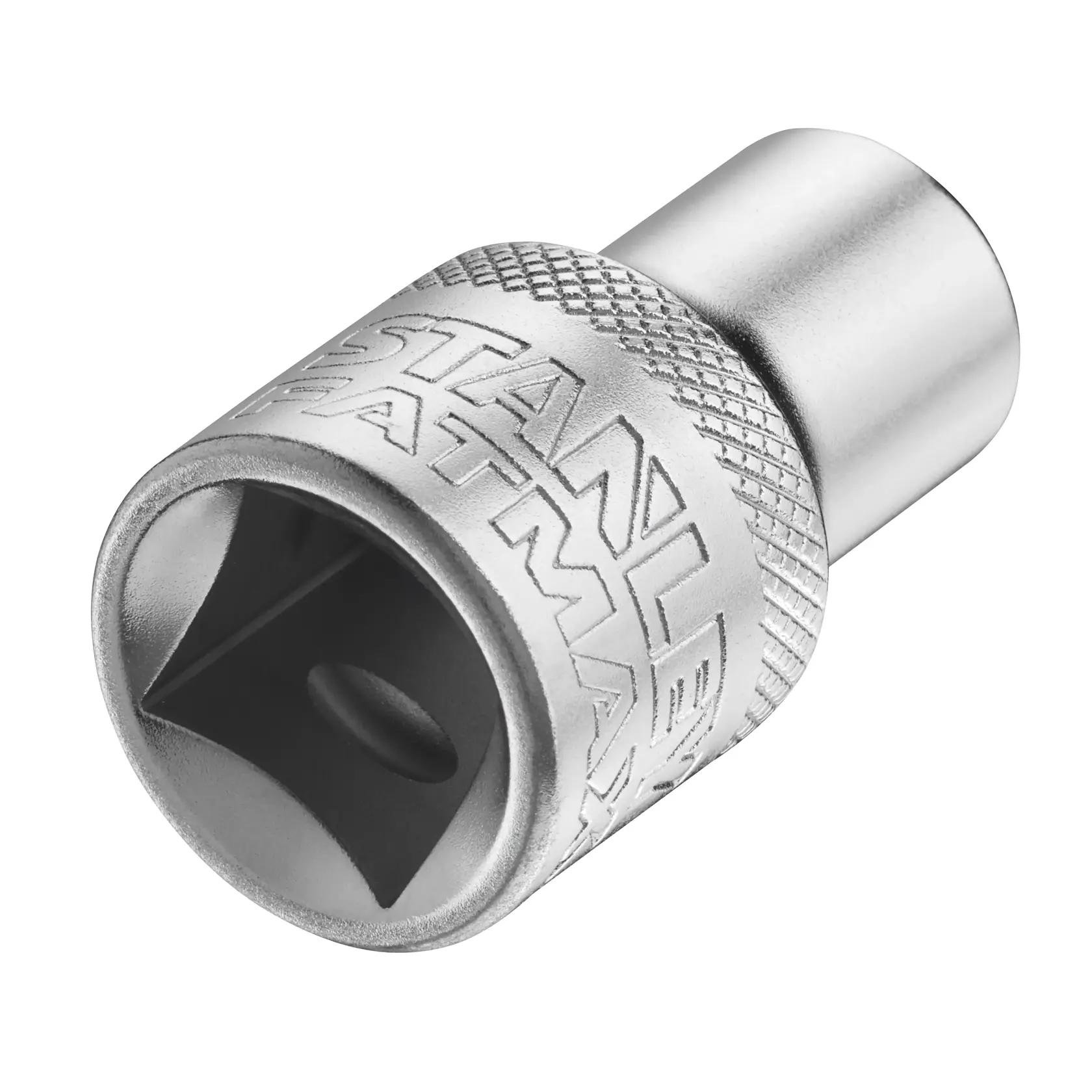 STANLEY FMMT17229-0 Steckschlüssel, silbernes Metall, strukturierter Griff, Seitenansicht, Produktfotografie.