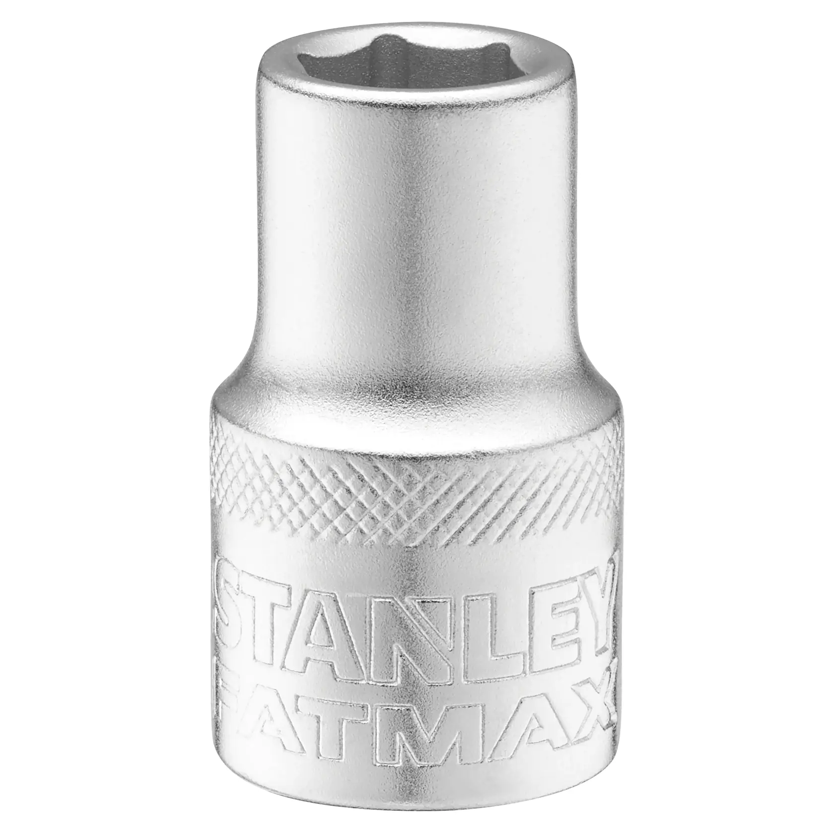 STANLEY FMMT17230-0 Chrom-Steckschlüssel mit Rändelgriff, Frontansicht, Werkzeugzubehör auf weißem Hintergrund.