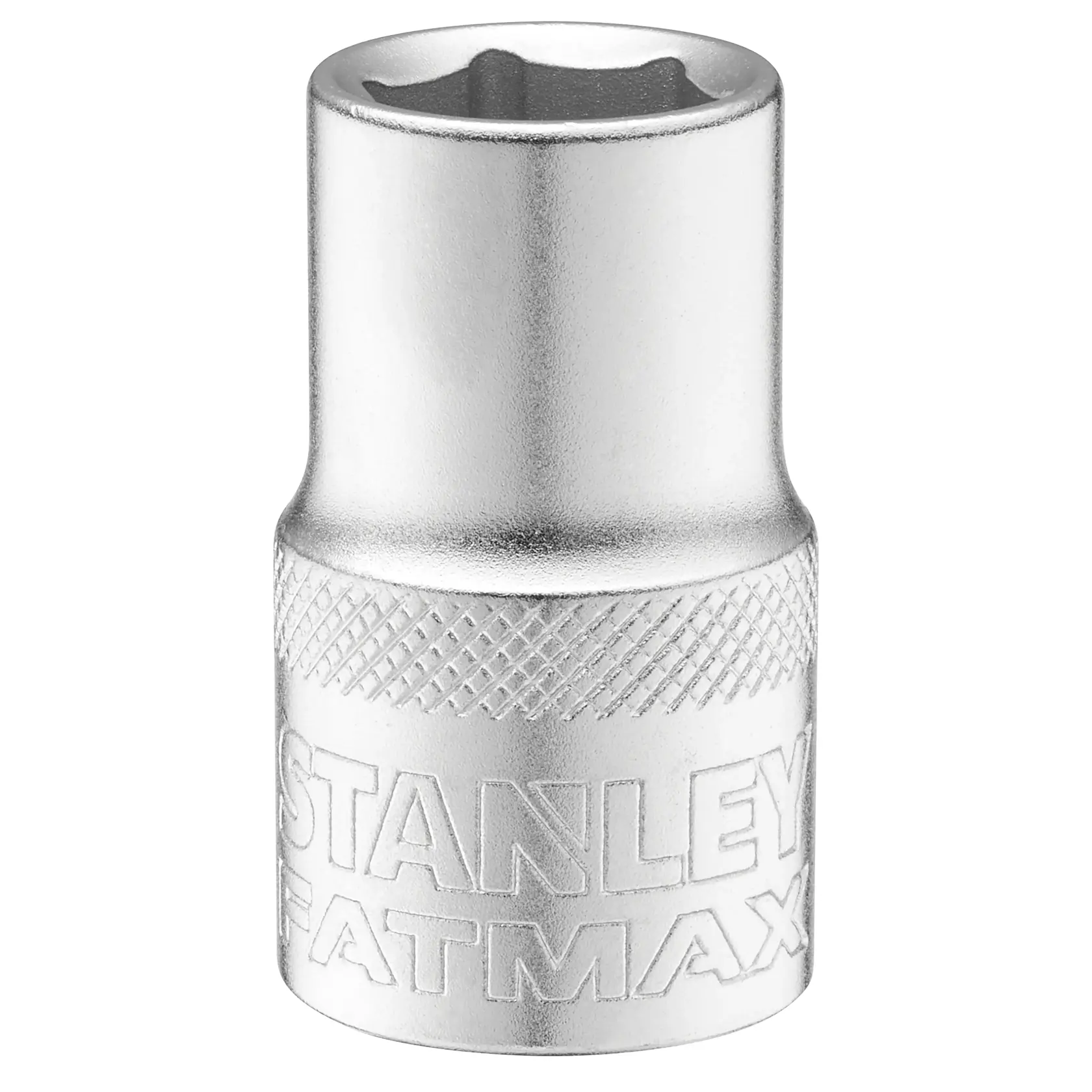 STANLEY FMMT17232-0 Chrom-Steckschlüssel mit Rändelgriff, Vorderansicht auf weißem Hintergrund.