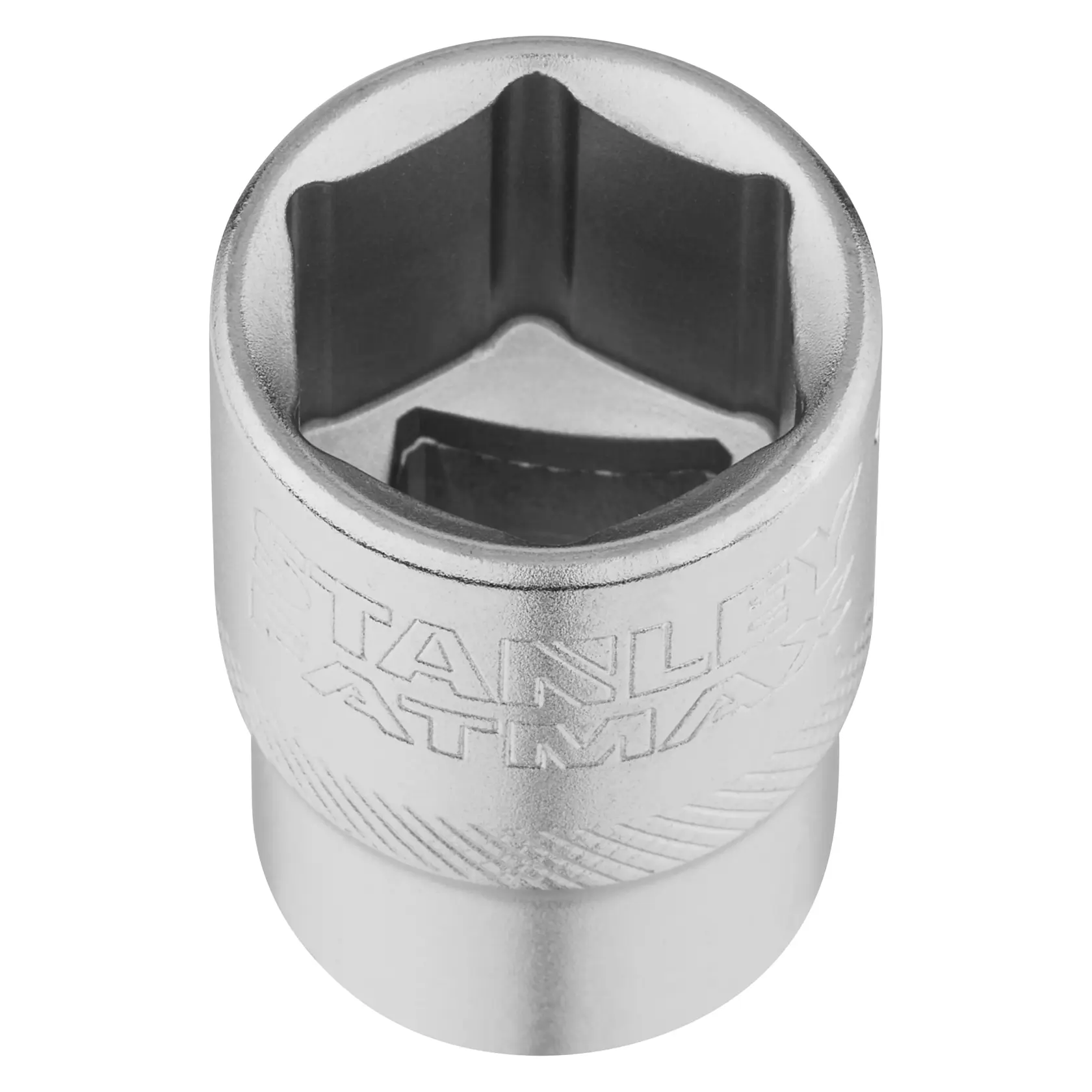 STANLEY FMMT17238-0 silberner Steckschlüssel, Produktfotografie, obere Ansicht auf weißem Hintergrund.