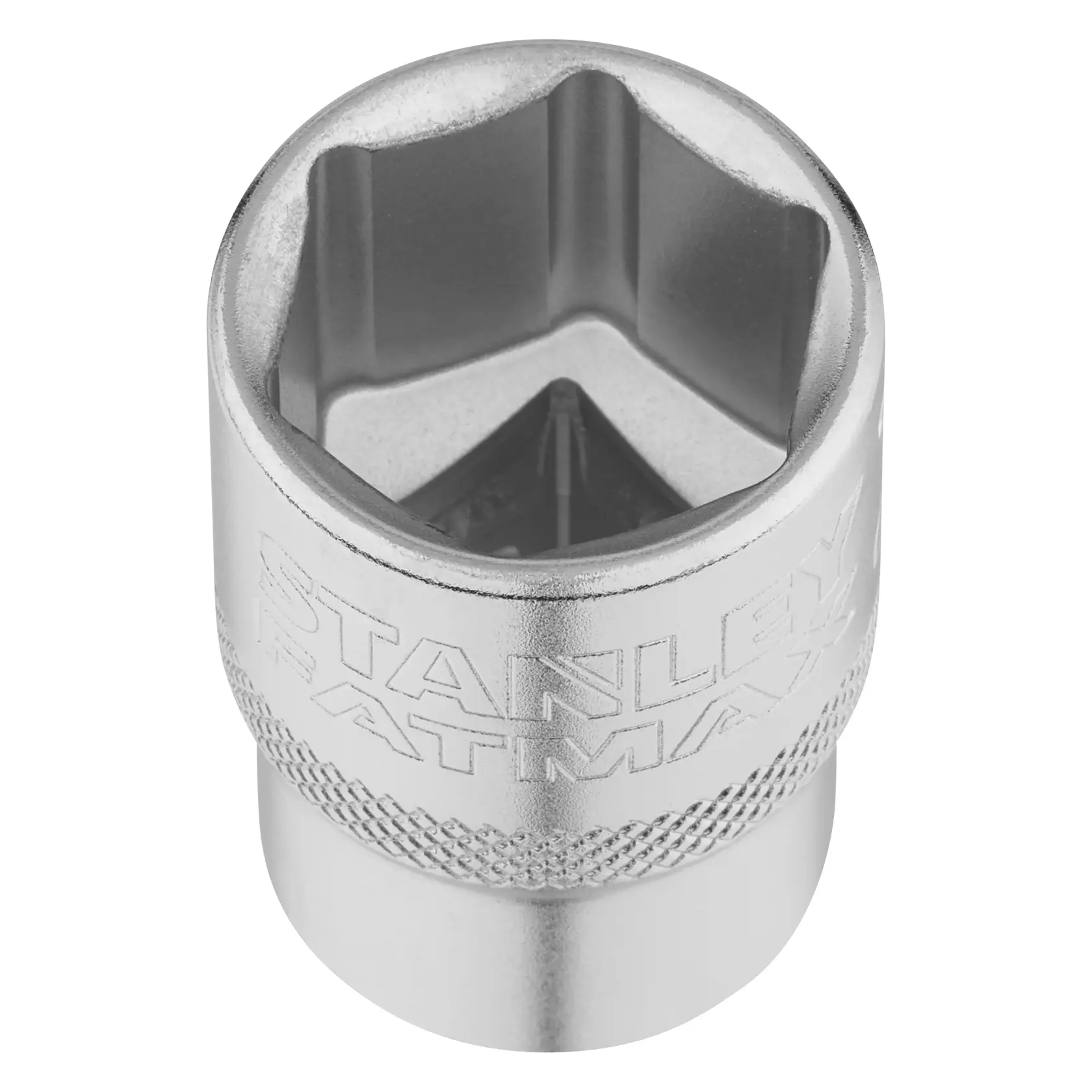 STANLEY FMMT17239-0 Chrom-Steckschlüssel, Draufsicht, sechseckige Form mit Rändelgriff, Handwerkzeug-Zubehör.