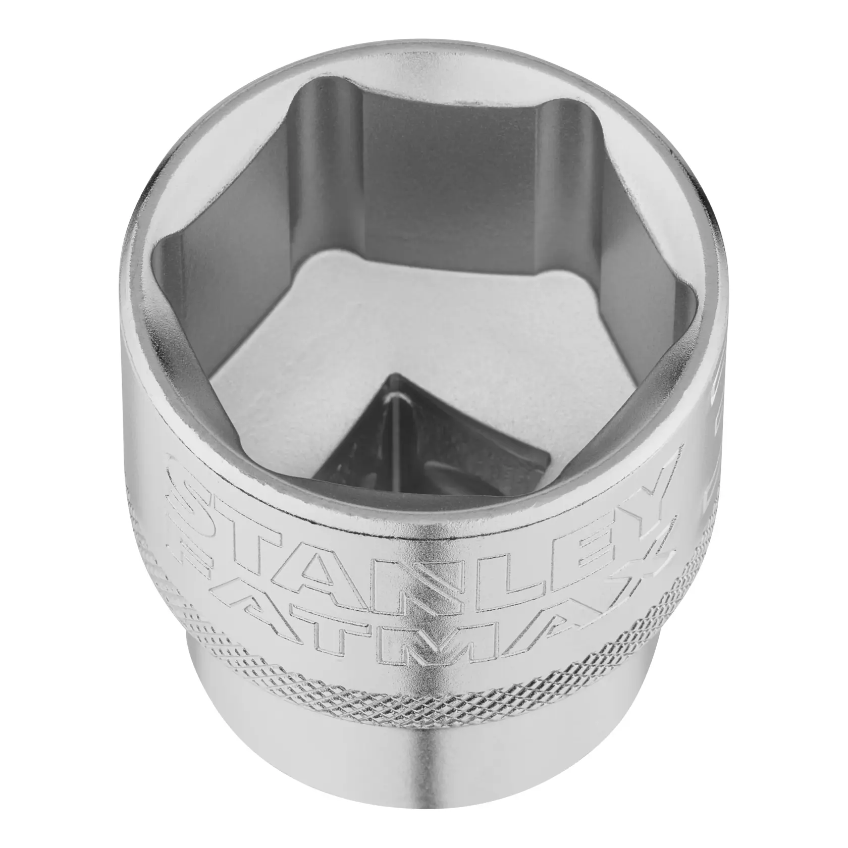 STANLEY FMMT17246-0 Chrom-Steckschlüssel, sechseckig, Nahaufnahme von oben, Handwerkzeug-Zubehör.