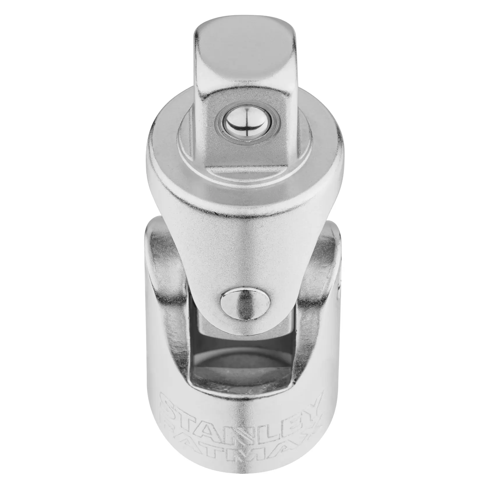 STANLEY FMMT17999-0 Universal-Gelenk-Stecknuss-Adapter, Chrom-Finish, auf weißem Hintergrund fotografiert.