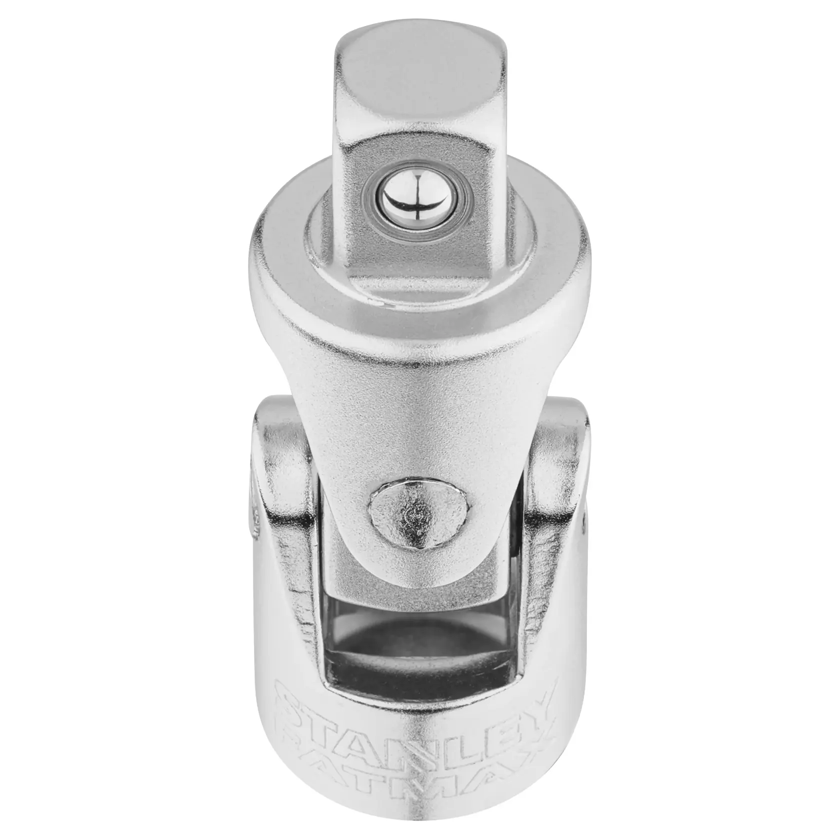 STANLEY FMMT18011-0 verchromtes Universal-Gelenk, Vorderansicht auf weißem Hintergrund.