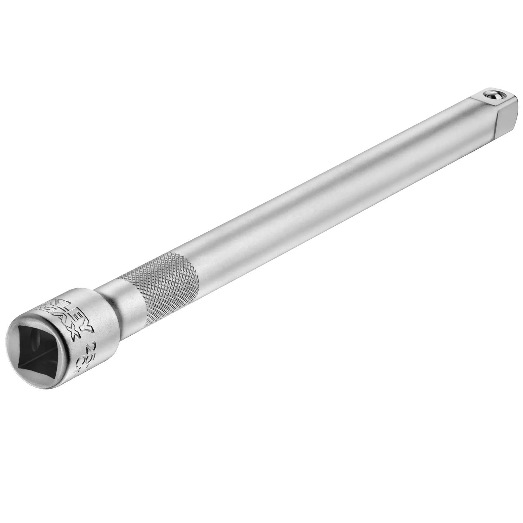 STANLEY FMMT25122-0 silberne Stecknuss-Verlängerung, geränderte Griffzone, Produktfoto vor weißem Hintergrund.