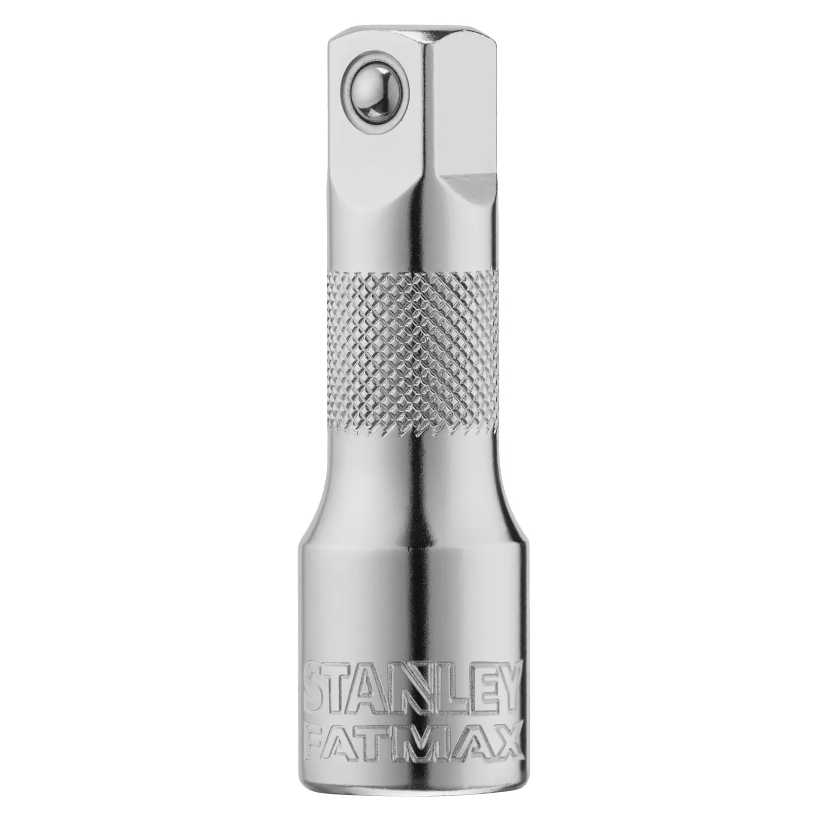 STANLEY FMMT25123-0 Chrom-Stecknussverlängerung, gerändelter Griff, Vorderansicht, FATMAX Gravur.