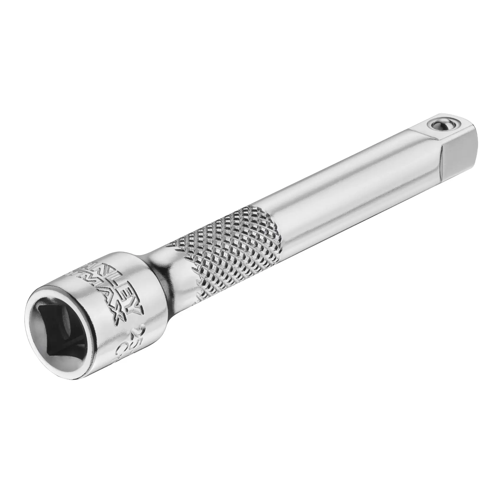 STANLEY FMMT25125-0 Chrom-Verlängerungsstange mit gerändeltem Griff, Seitenansicht auf weißem Hintergrund.