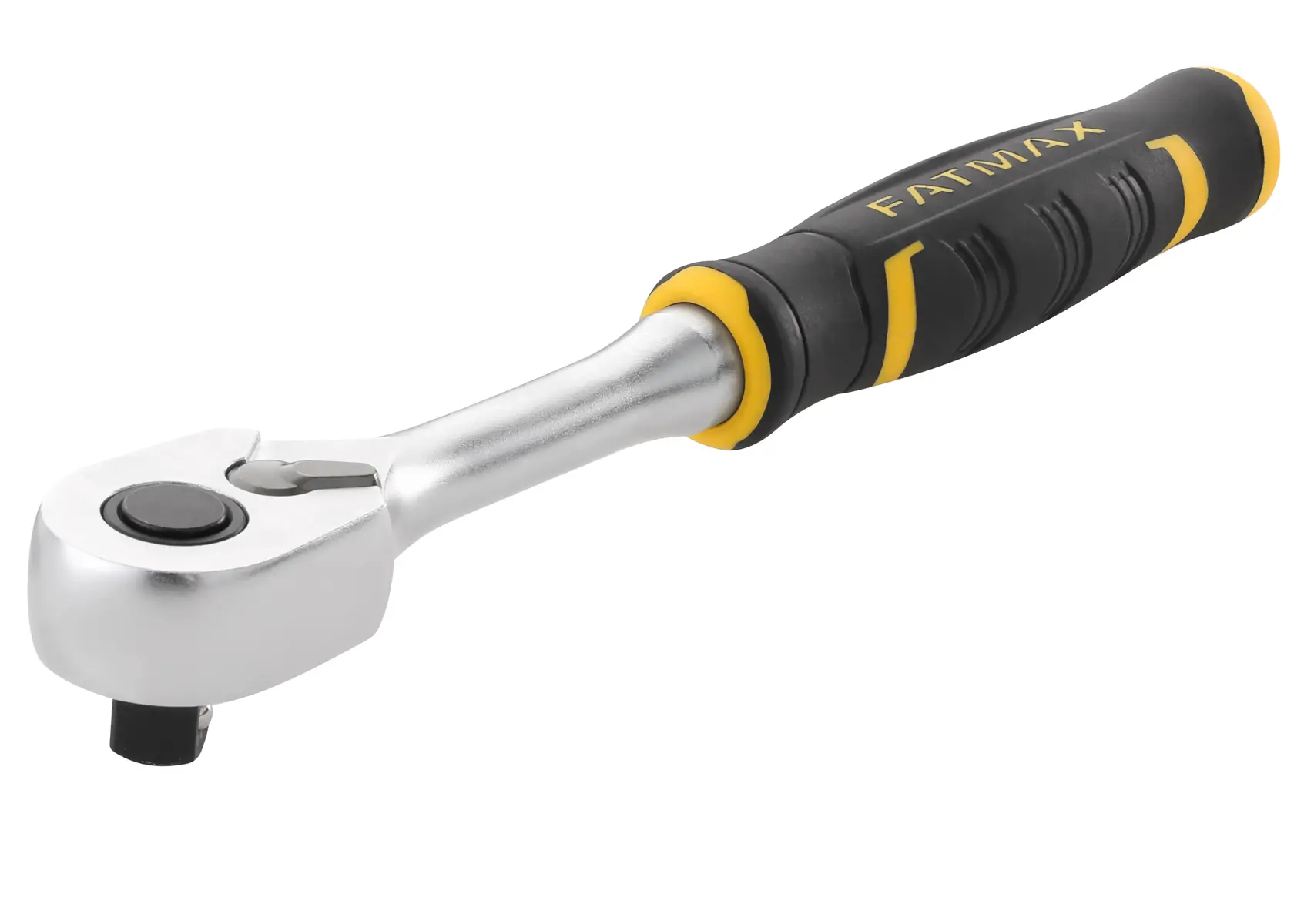 STANLEY FMMT82677-0 Ratschen­schlüssel mit ergonomischem schwarz-gelbem Griff, Seitenansicht auf weißem Hintergrund.