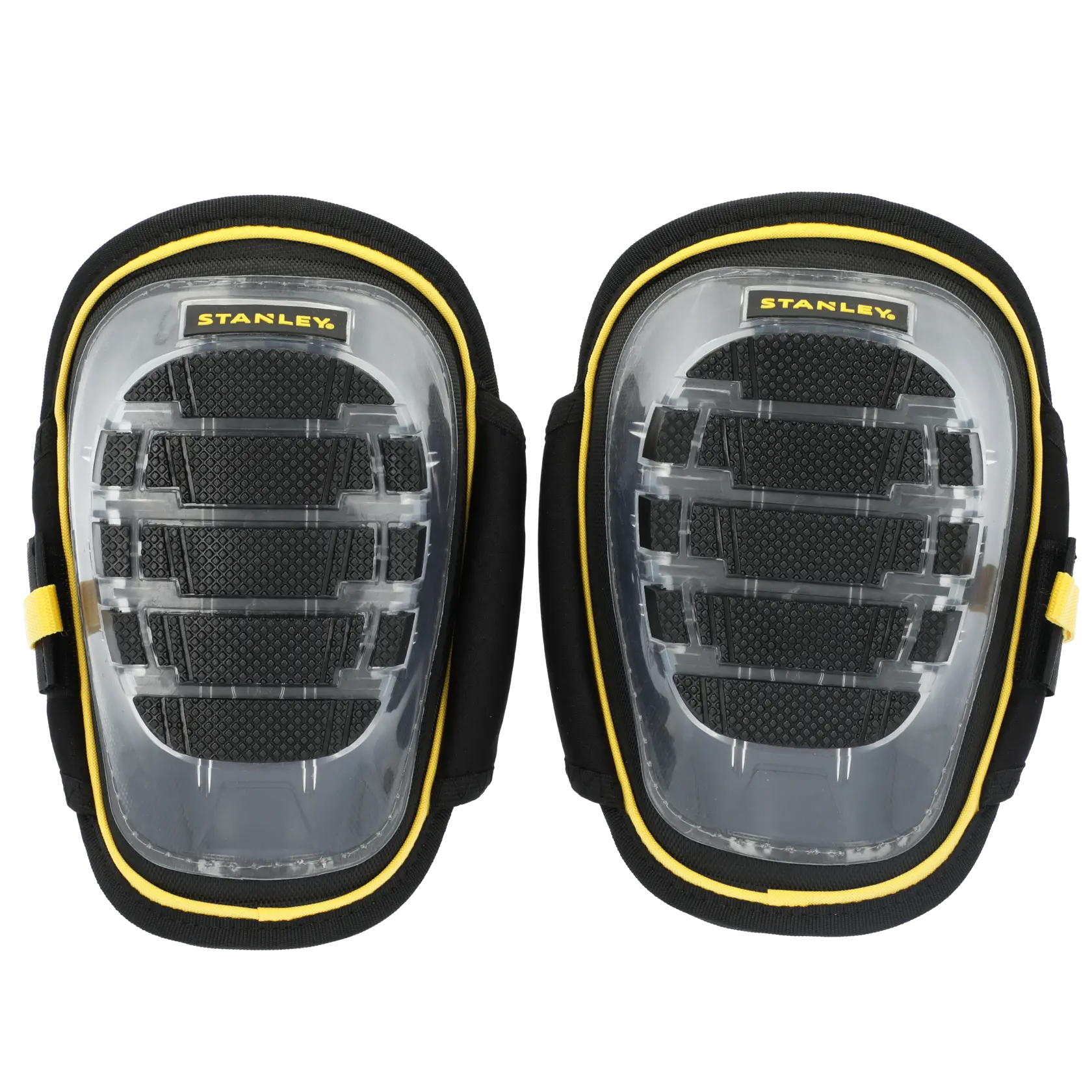 STANLEY FMST82960-1 Knieschoner schwarz-gelb, Vorderansicht, robuste Schutzkonstruktion