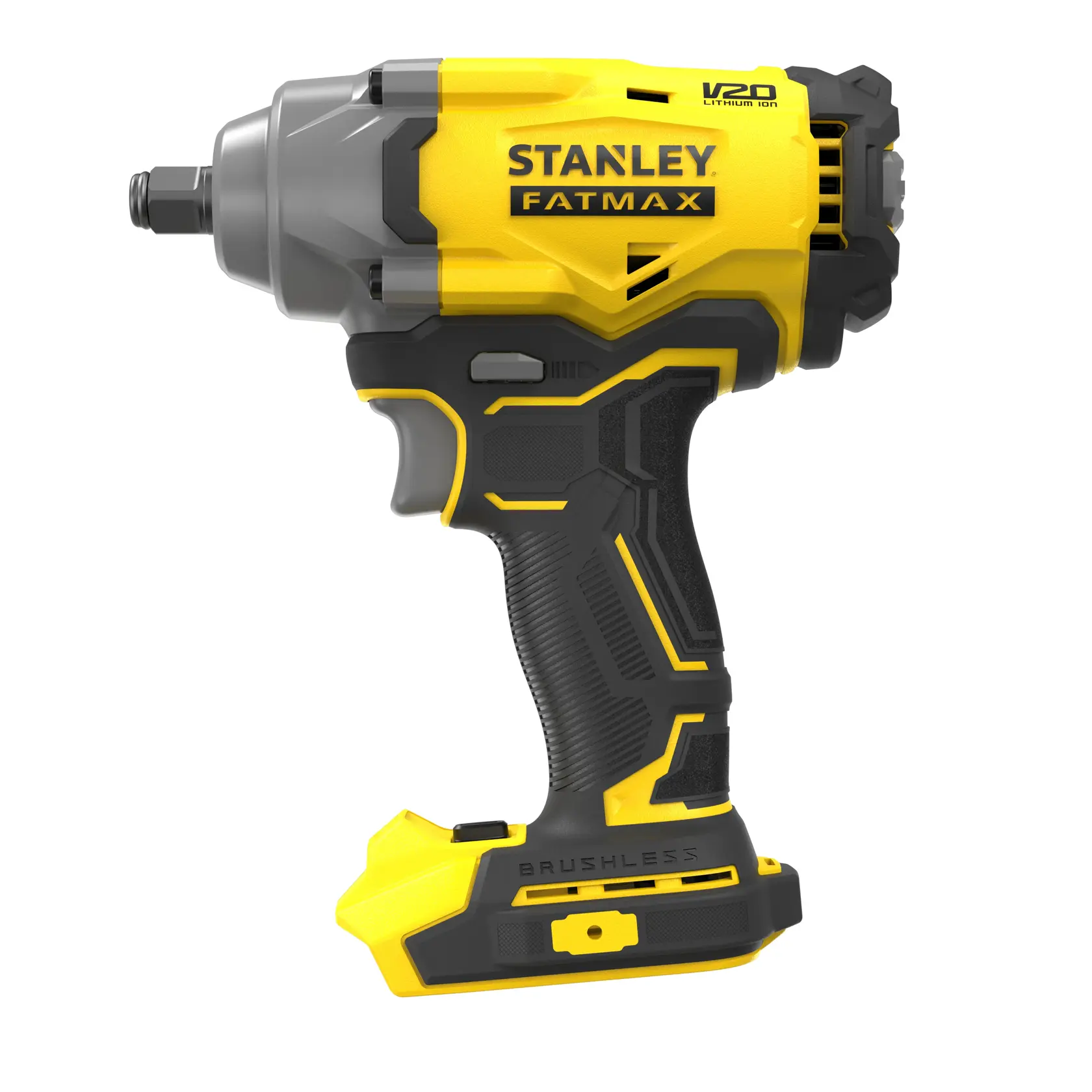 Stanley Fatmax V20 Akku-Schlagschrauber mit bürstenlosem Motor in Gelb und Schwarz.