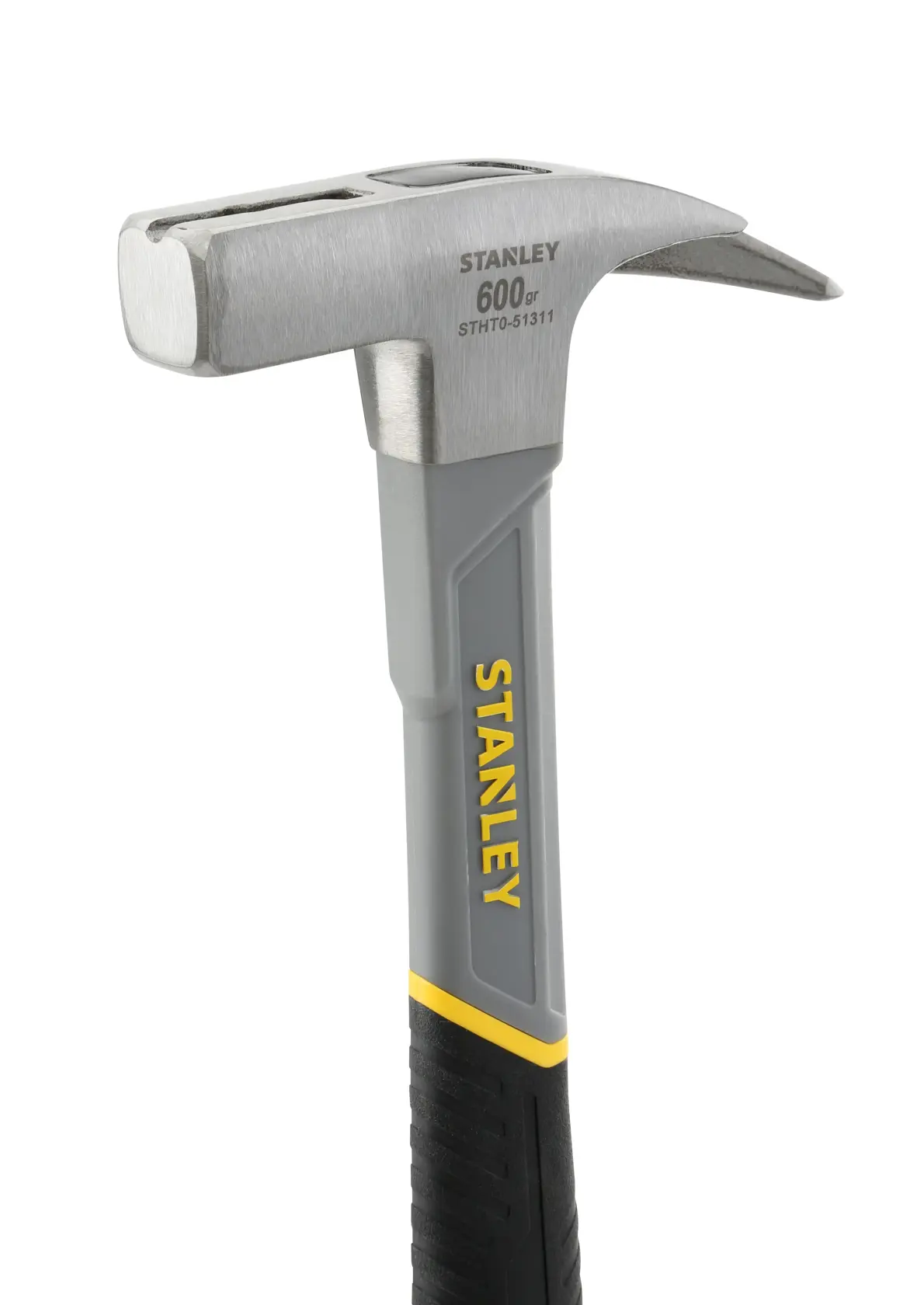 Stanley Klauenhammer mit grauem Griff und gelben Akzenten, Modell STHT0-51311, 600 g.