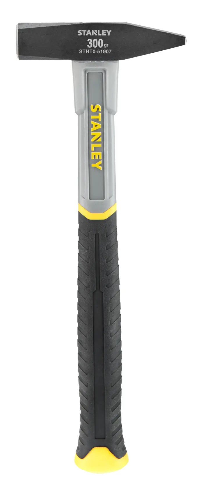 STANLEY STHT0-51907 Hammer mit schwarz-gelbem Griff, Vorderansicht, weißer Hintergrund.