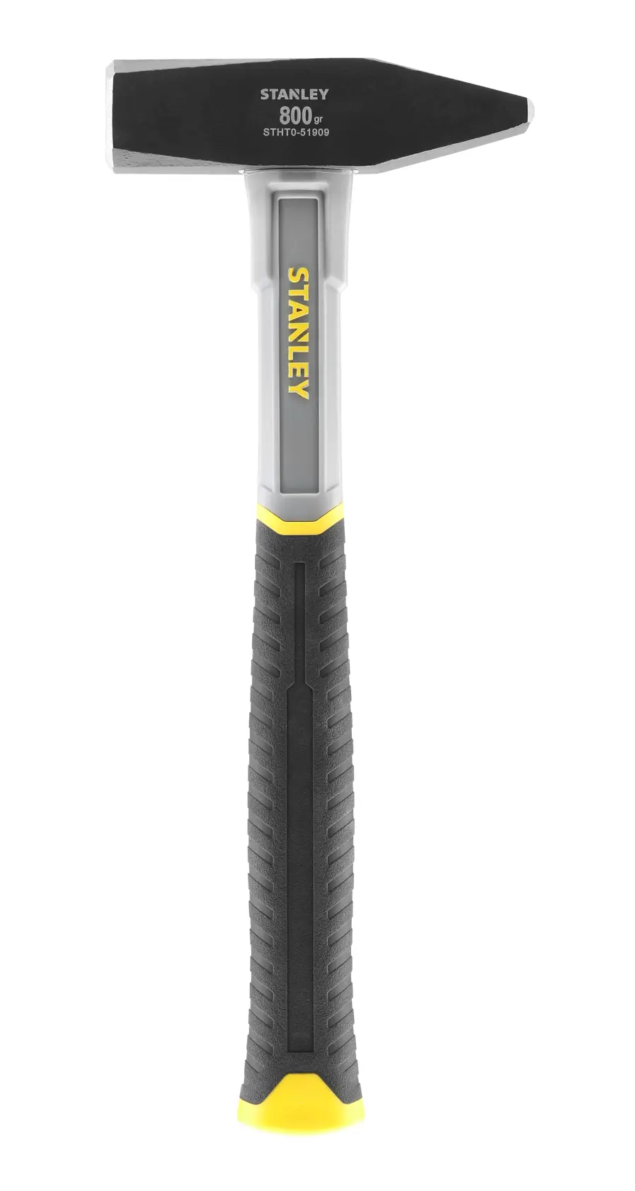 Stanley Hammer mit schwarzem und gelbem Griff, 800g, Modell STHT0-51909, aufrecht gezeigt.