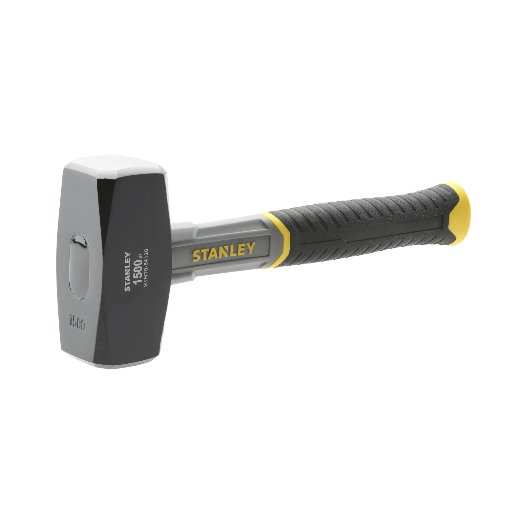 Stanley STHT0-54128 Vorschlaghammer mit schwarzem Kopf und schwarz-gelbem Griff, Seitenansicht.