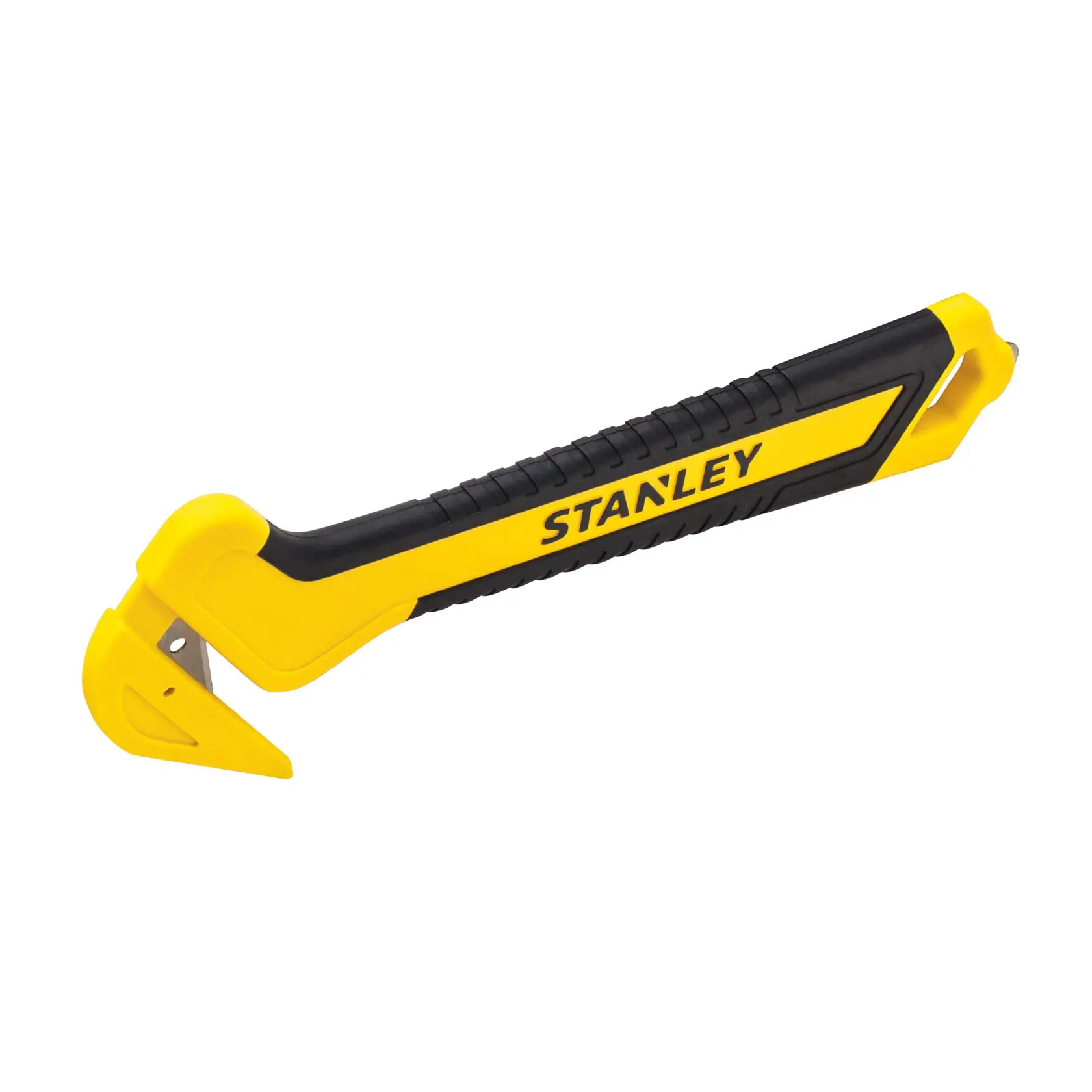 STANLEY STHT10356-0 Sicherheitsmesser mit gelb-schwarzem Griff, Seitenansicht auf weißem Hintergrund.