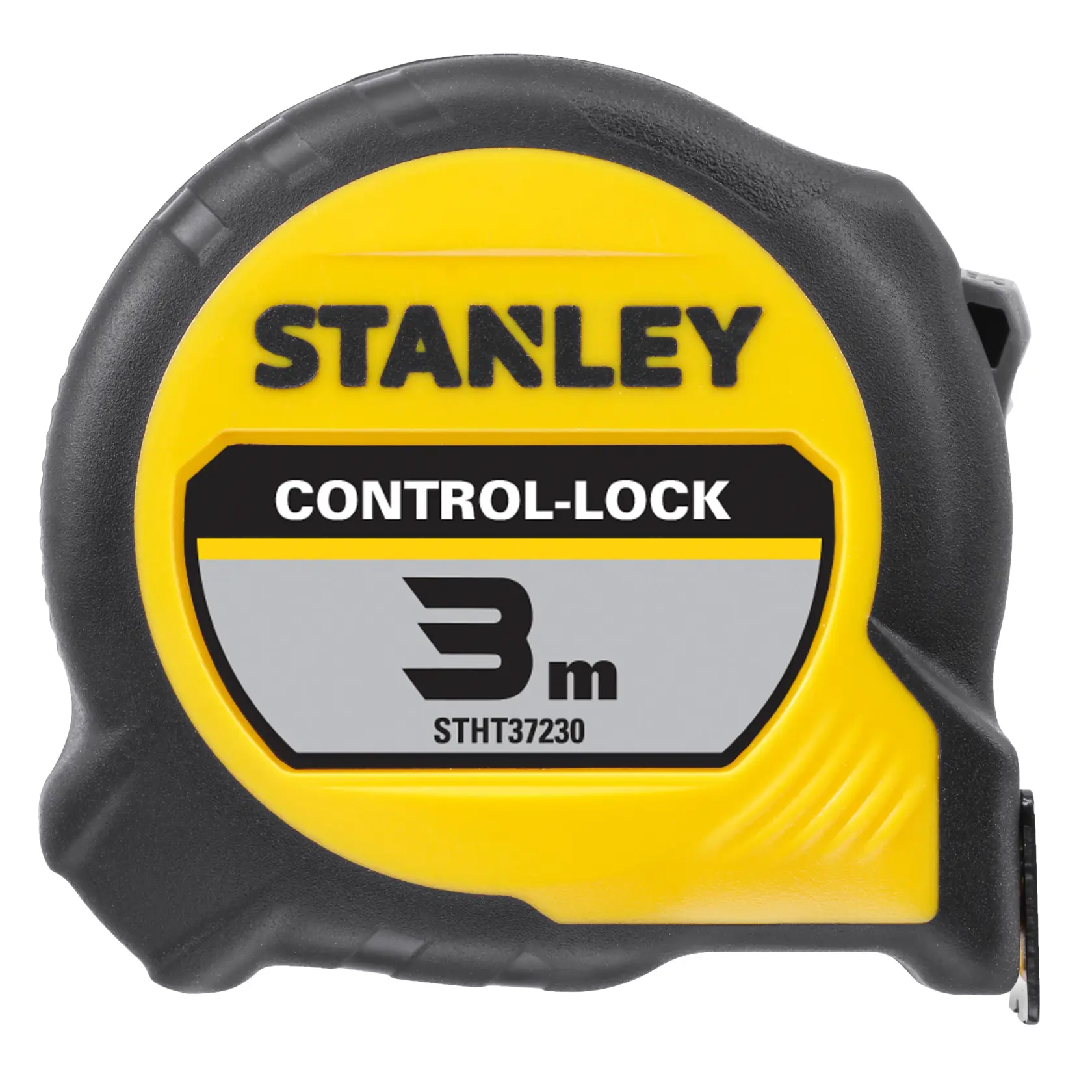 STANLEY STHT37230 Maßband, gelb und schwarz, CONTROL-LOCK, Vorderansicht, 3m Länge.