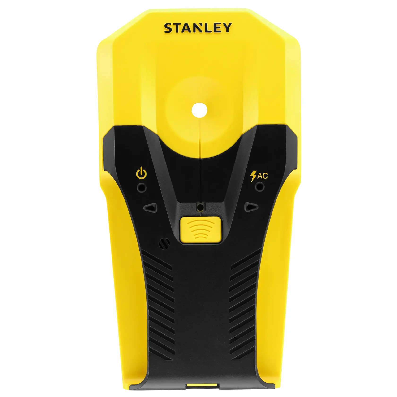 STANLEY STHT77588-0 Wandscanner Vorderansicht, gelb und schwarz mit Steuertasten.